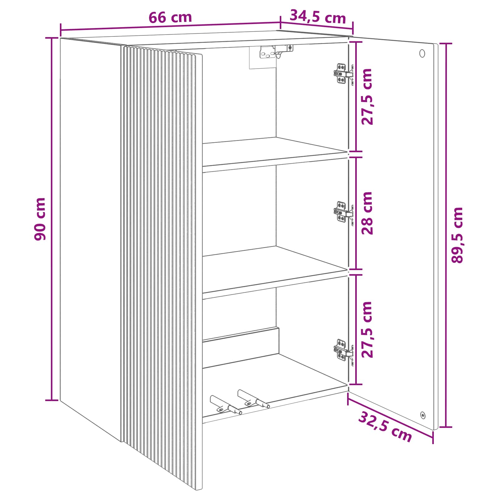 Ormar za montažu na zid Betonska siva 66 x 34,5 x 90 cm