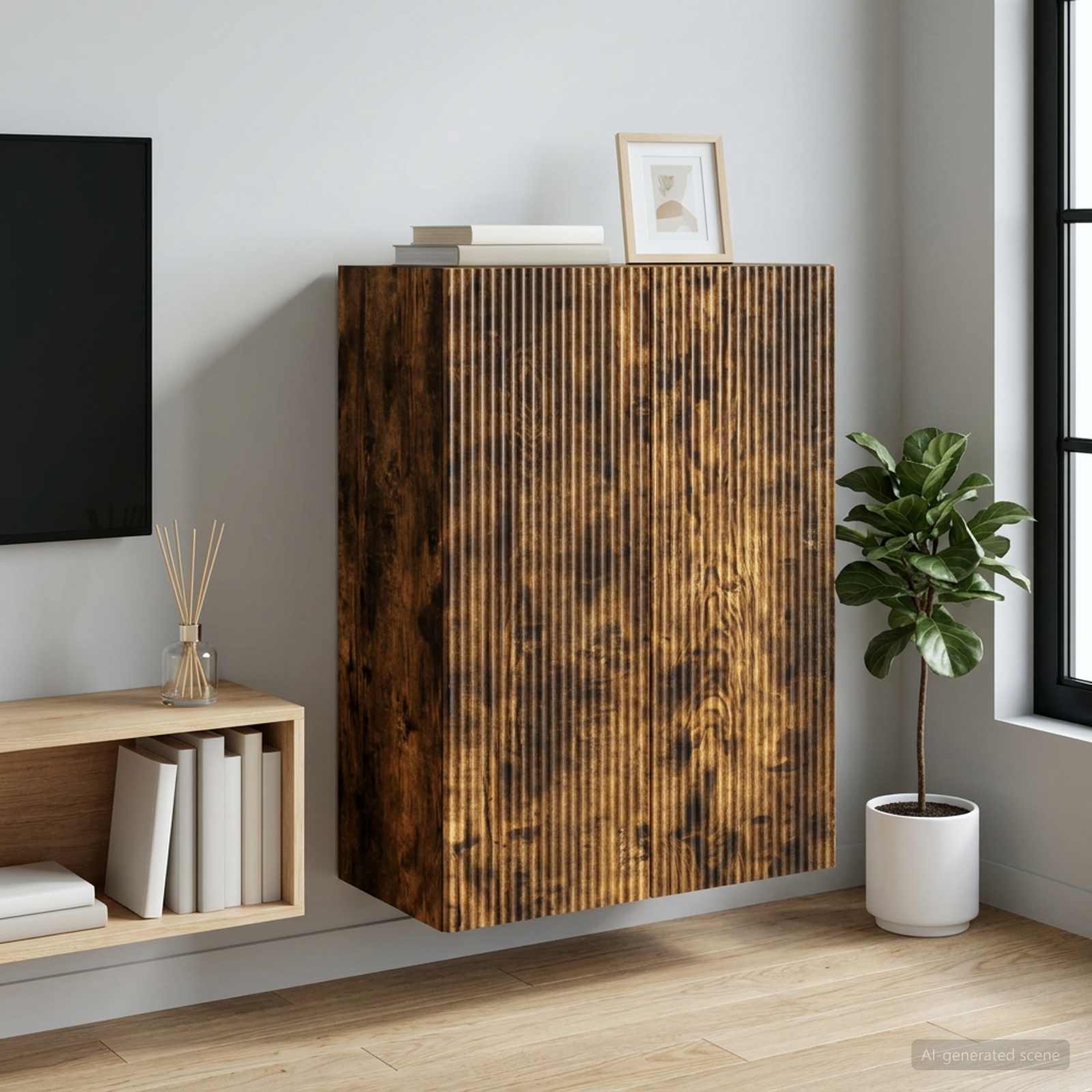 Ormar za montažu na zid Dimljeni hrast 66 x 34,5 x 90 cm