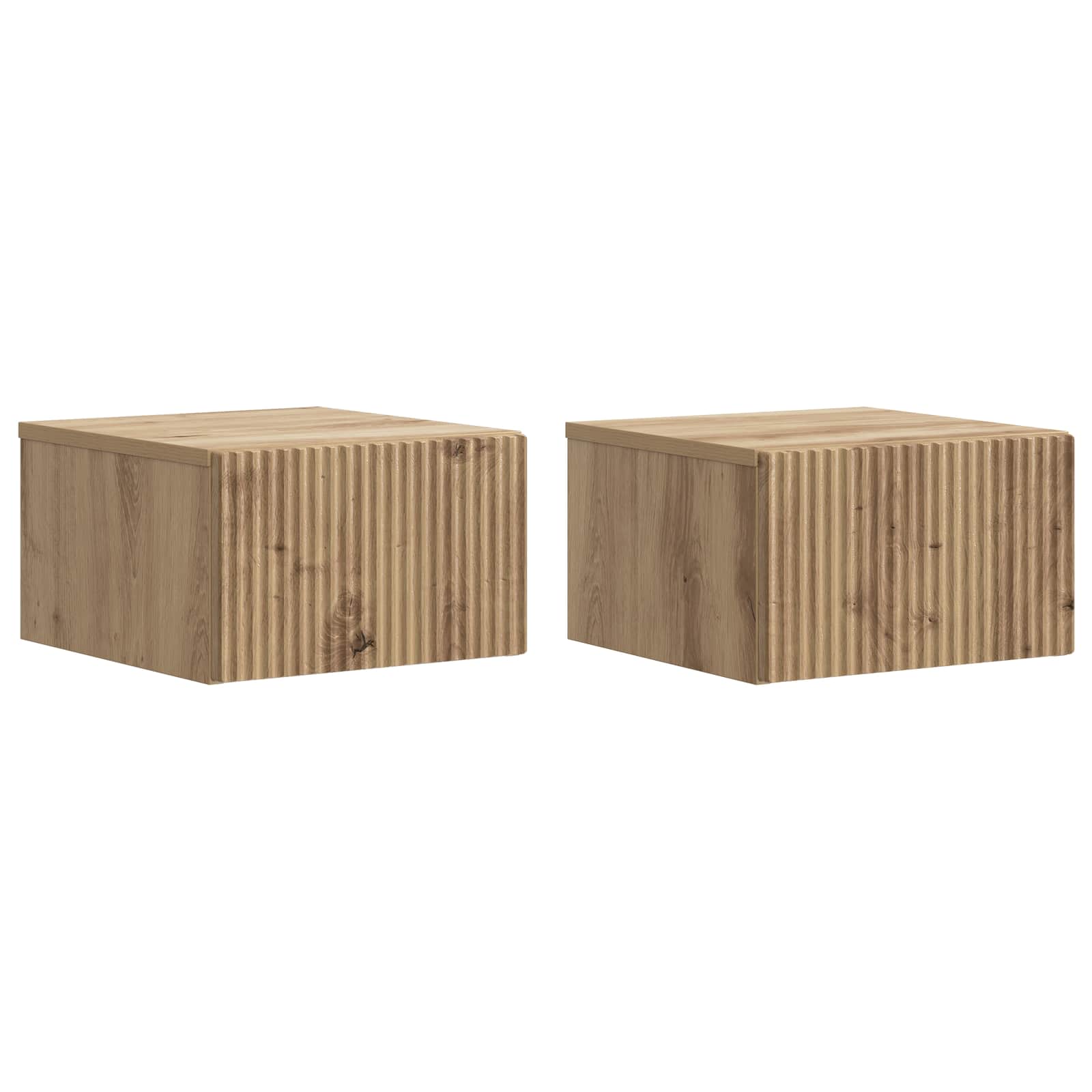 Noćni ormarić za montažu na zid s ladicama 2 pcs Hrast artisan