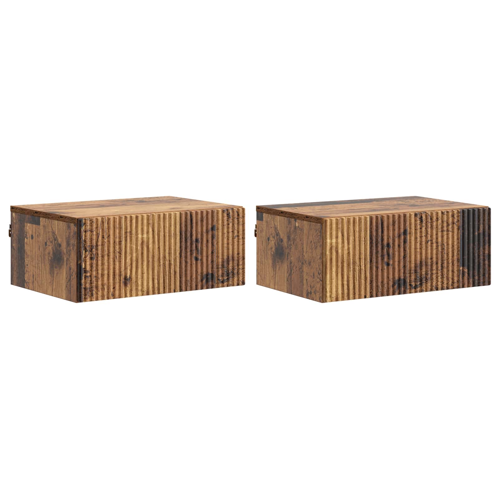 Noćni ormarić za montažu na zid s ladicama 2 pcs Staro drvo