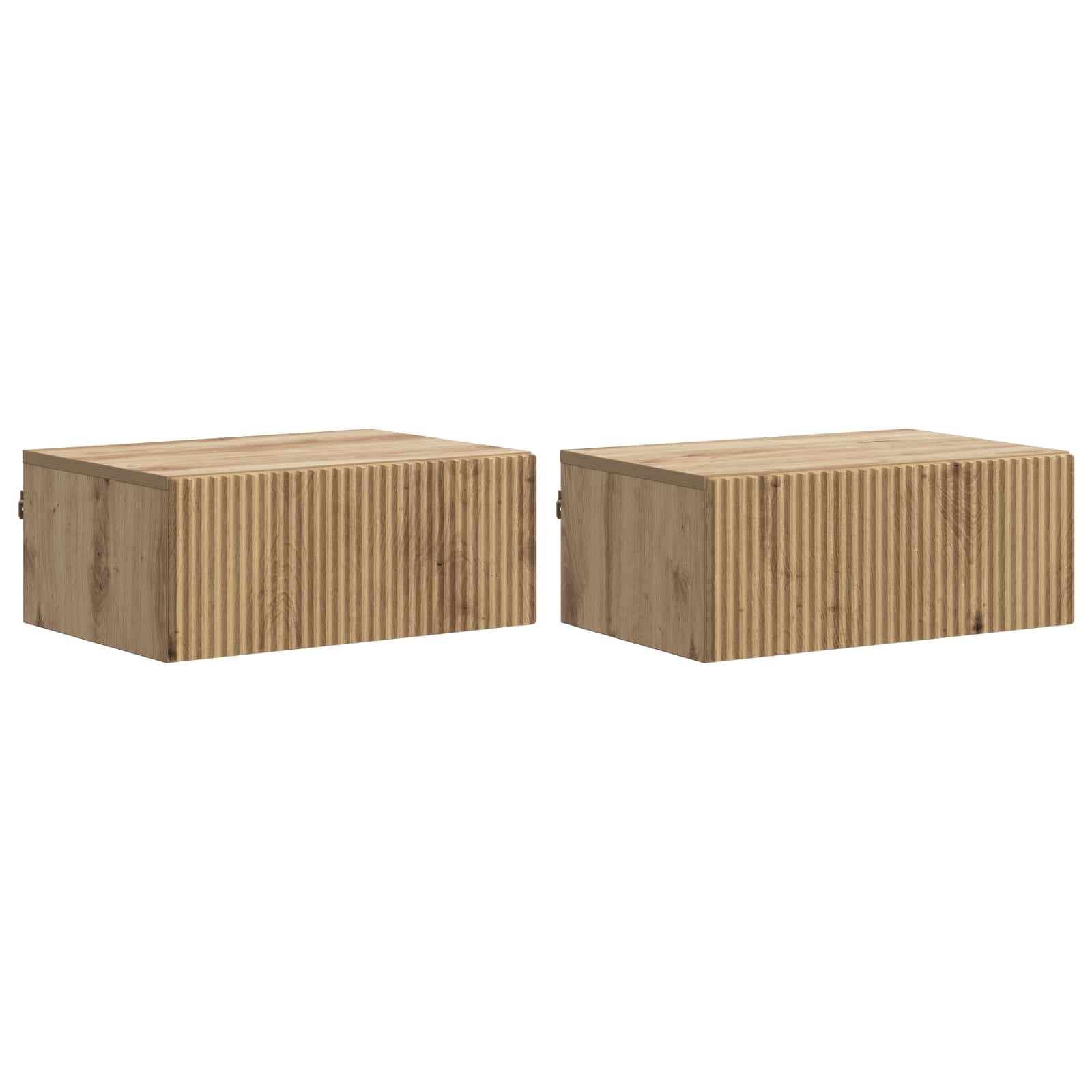 Noćni ormarić za montažu na zid s ladicama 2 pcs Hrast artisan