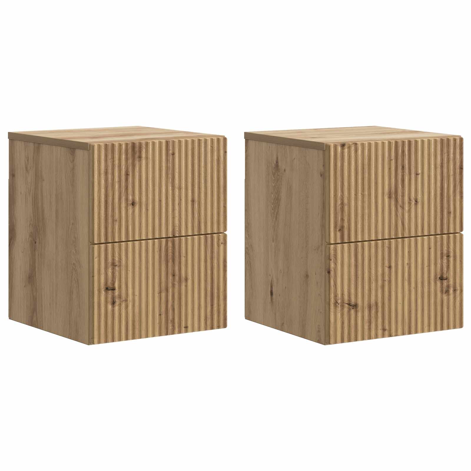 Noćni ormarić za montažu na zid s ladicama 2 pcs Hrast artisan