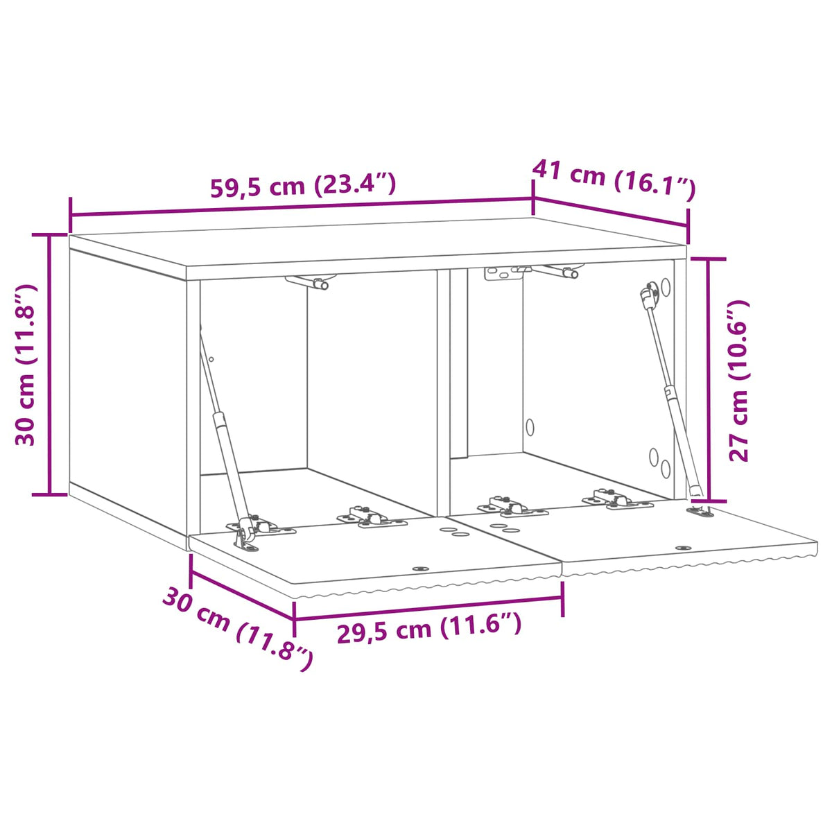 TV ormar za zid 59,5 x 41 x 30 cm Staro drvo Konstruirano drvo