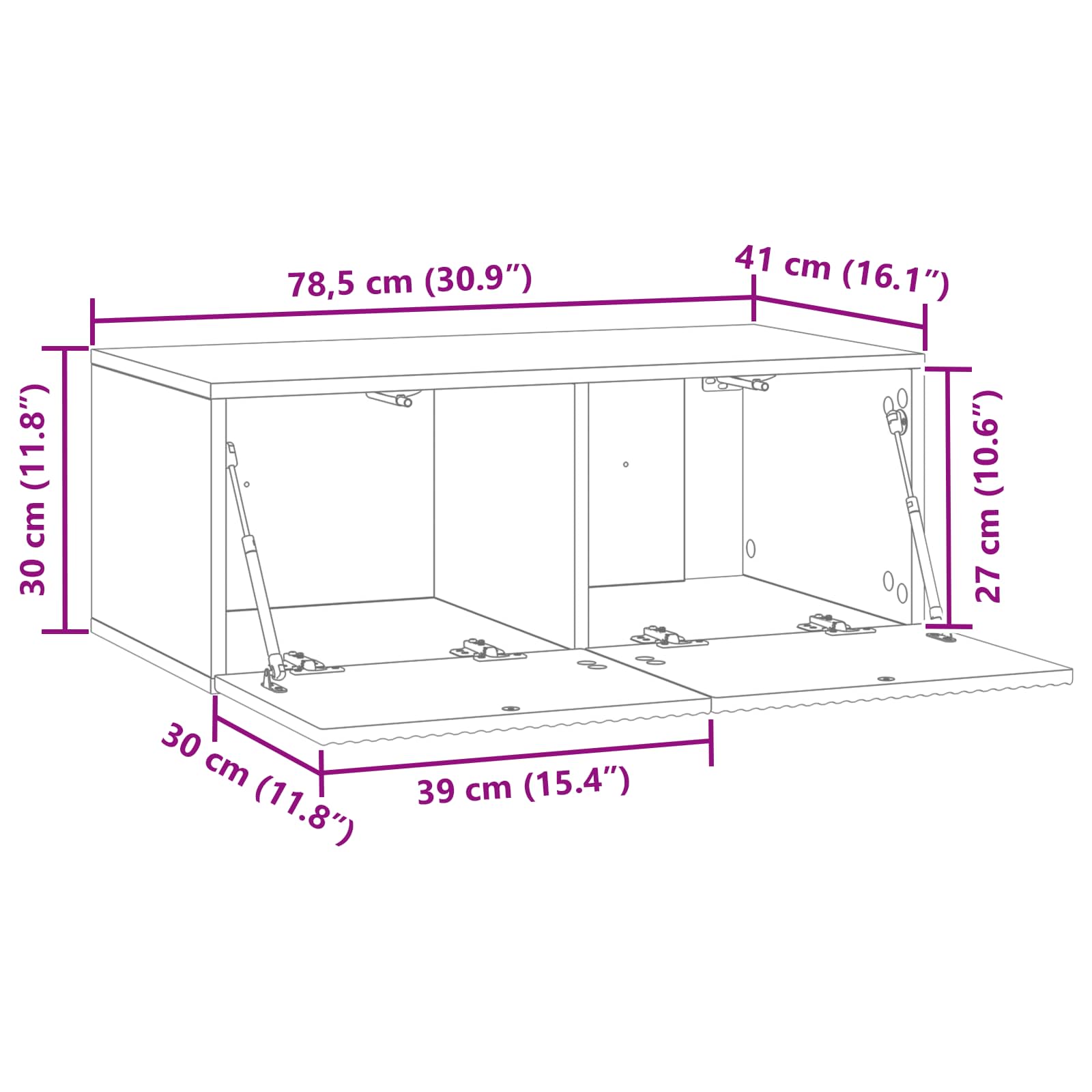 TV ormar za zid Siva sonoma 78,5 x 41 x 30 cm Konstruirano drvo