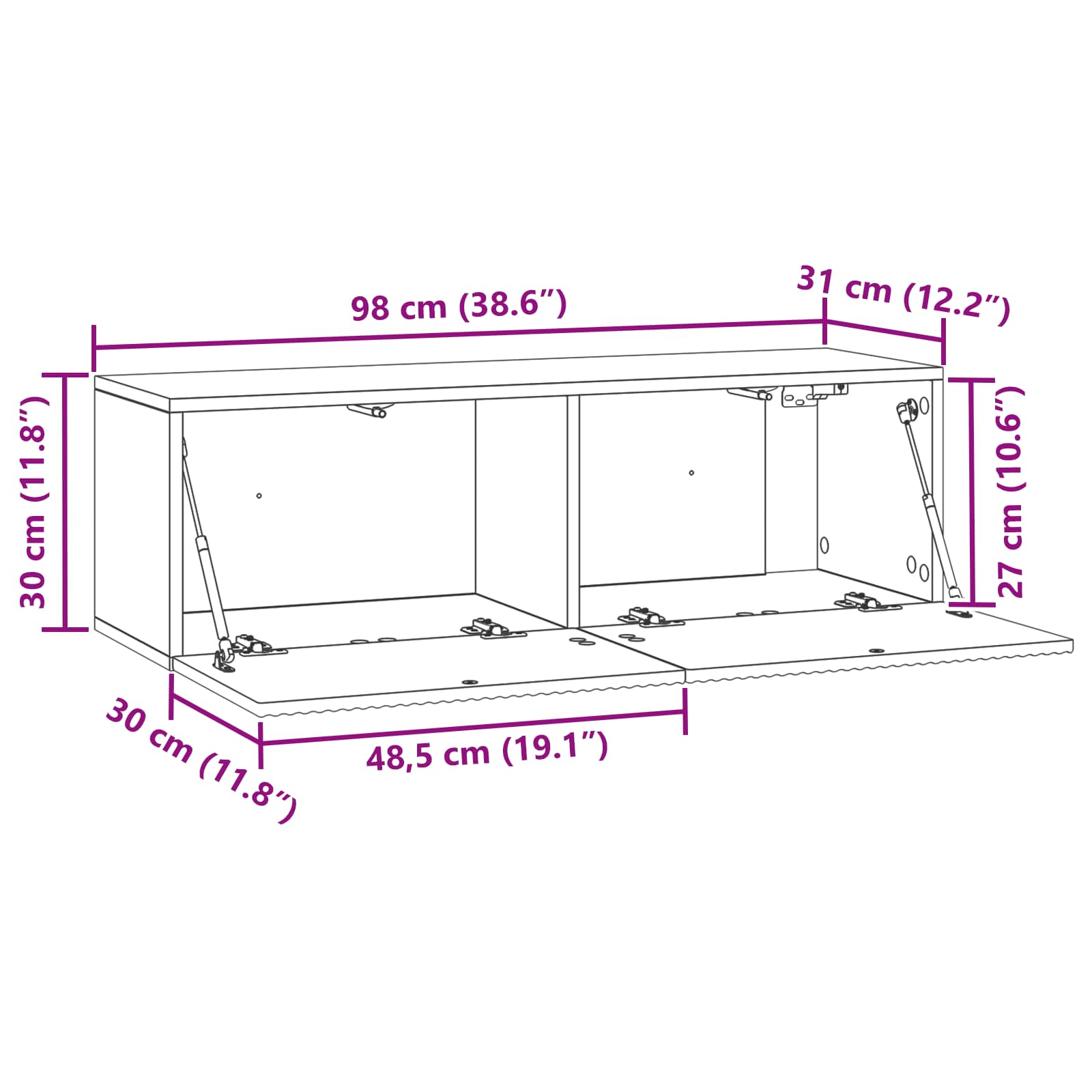 TV ormar za zid Zidne Dimljeni hrast 98 x 31 x 30 cm