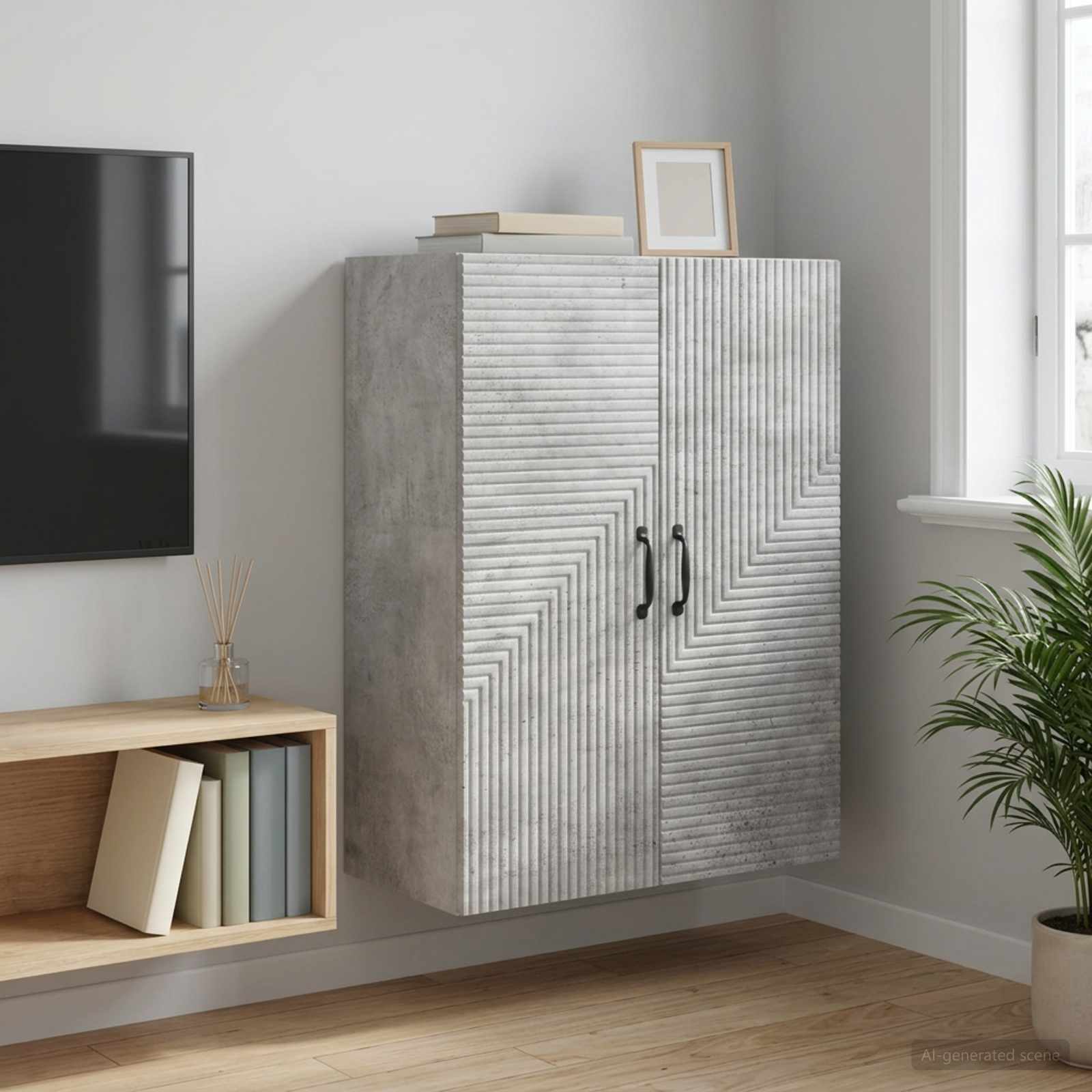 Ormar za montažu na zid Betonska siva 66 x 34,5 x 90 cm