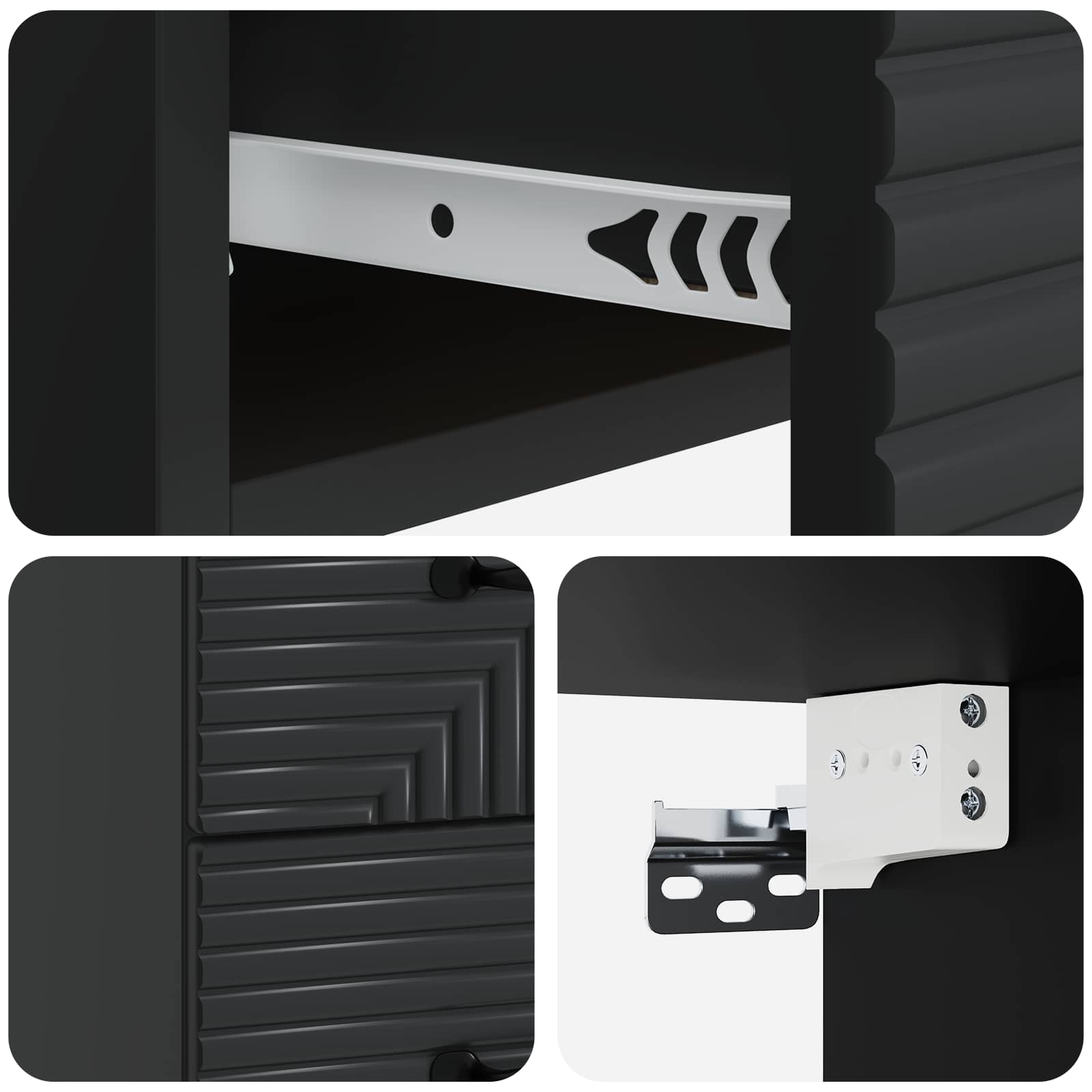Noćni ormarić za montažu na zid 2 pcs Crna 34,5 x 33 x 40 cm