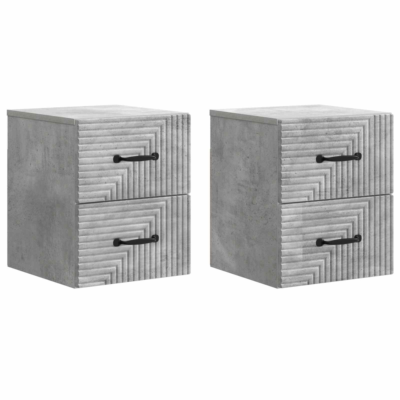 Noćni ormarić za montažu na zid s ladicama 2 pcs Betonska siva