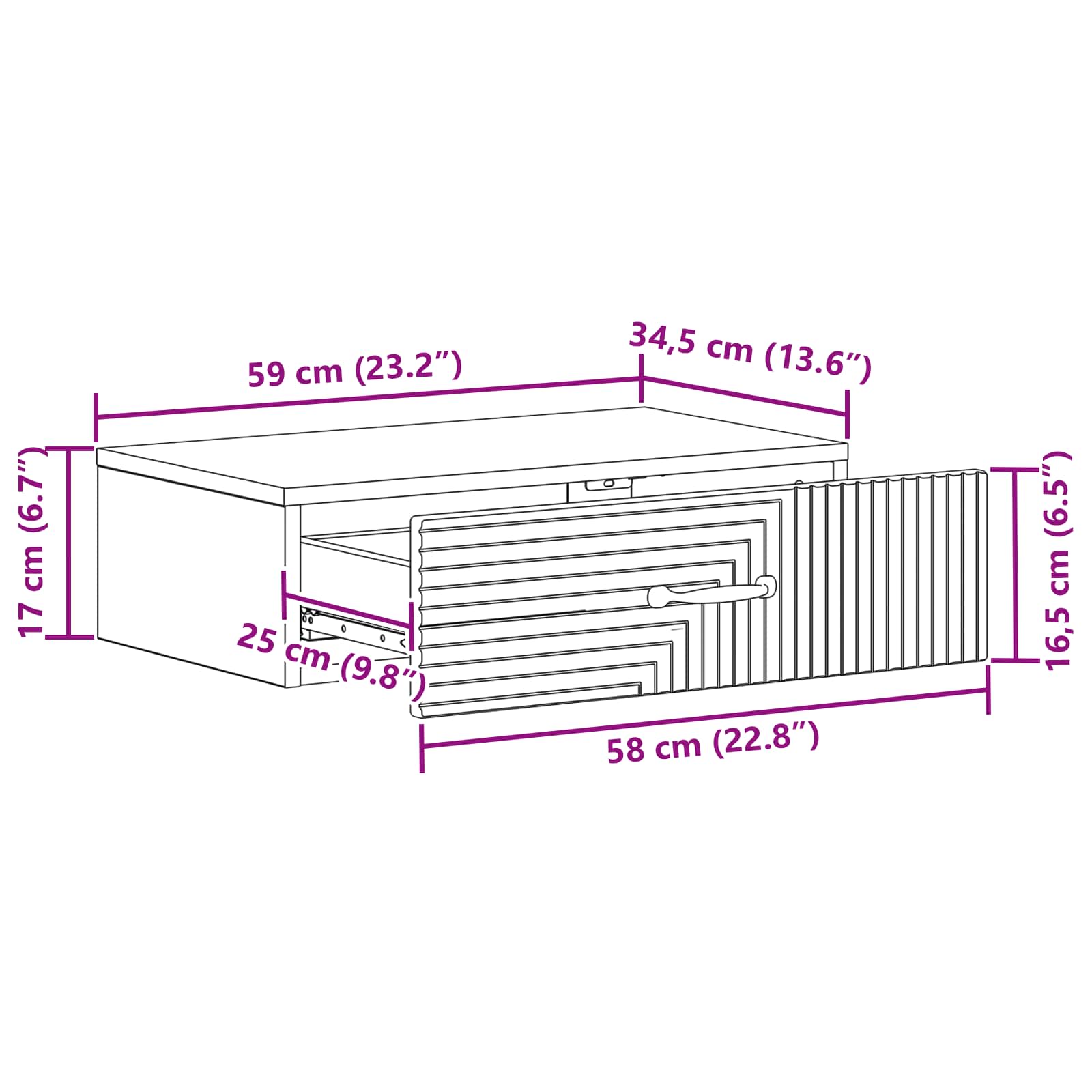Stolna montirana na zid Siva sonoma 59 x 34,5 x 17 cm