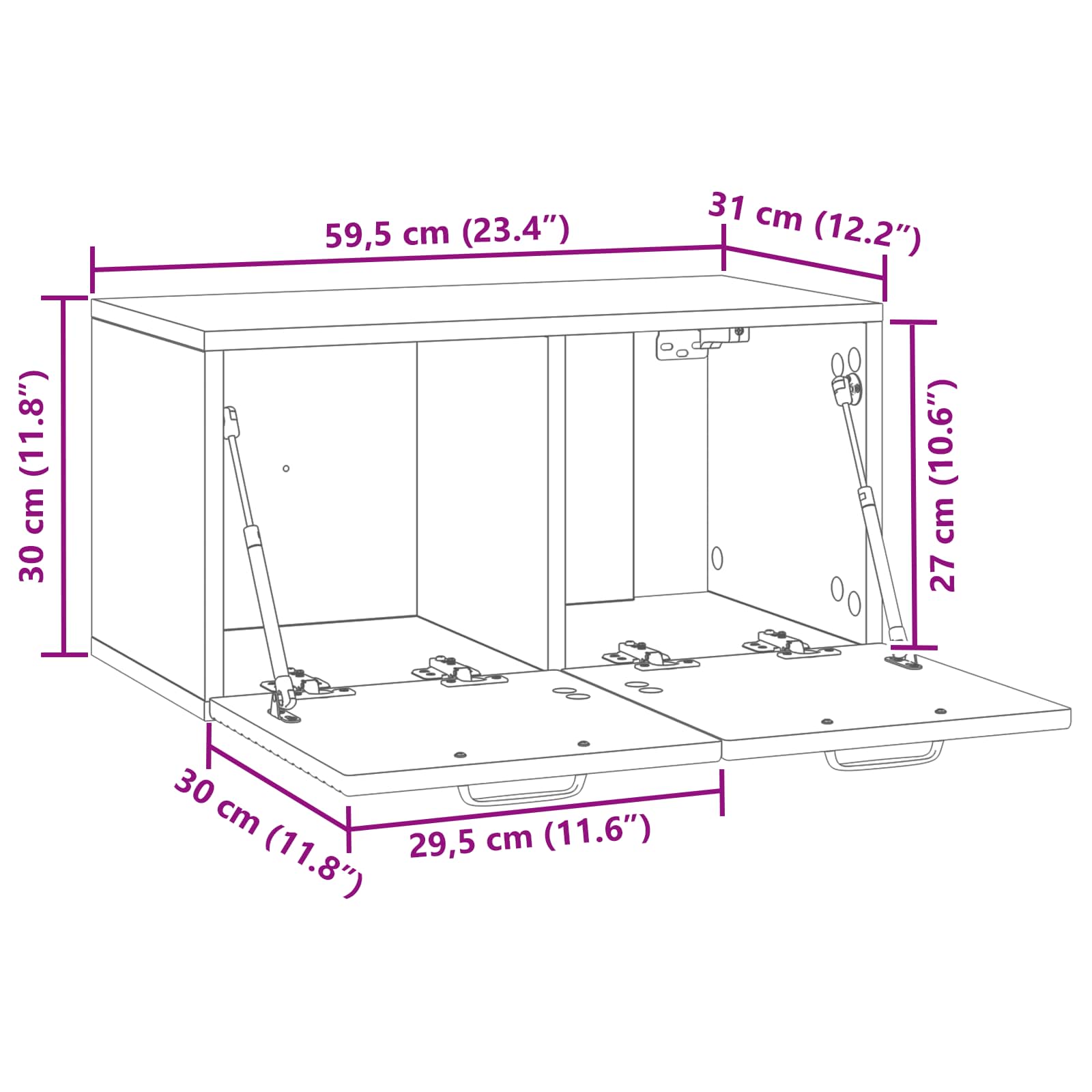 TV ormar za zid Staro drvo 59,5 x 31 x 30 cm Konstruirano drvo