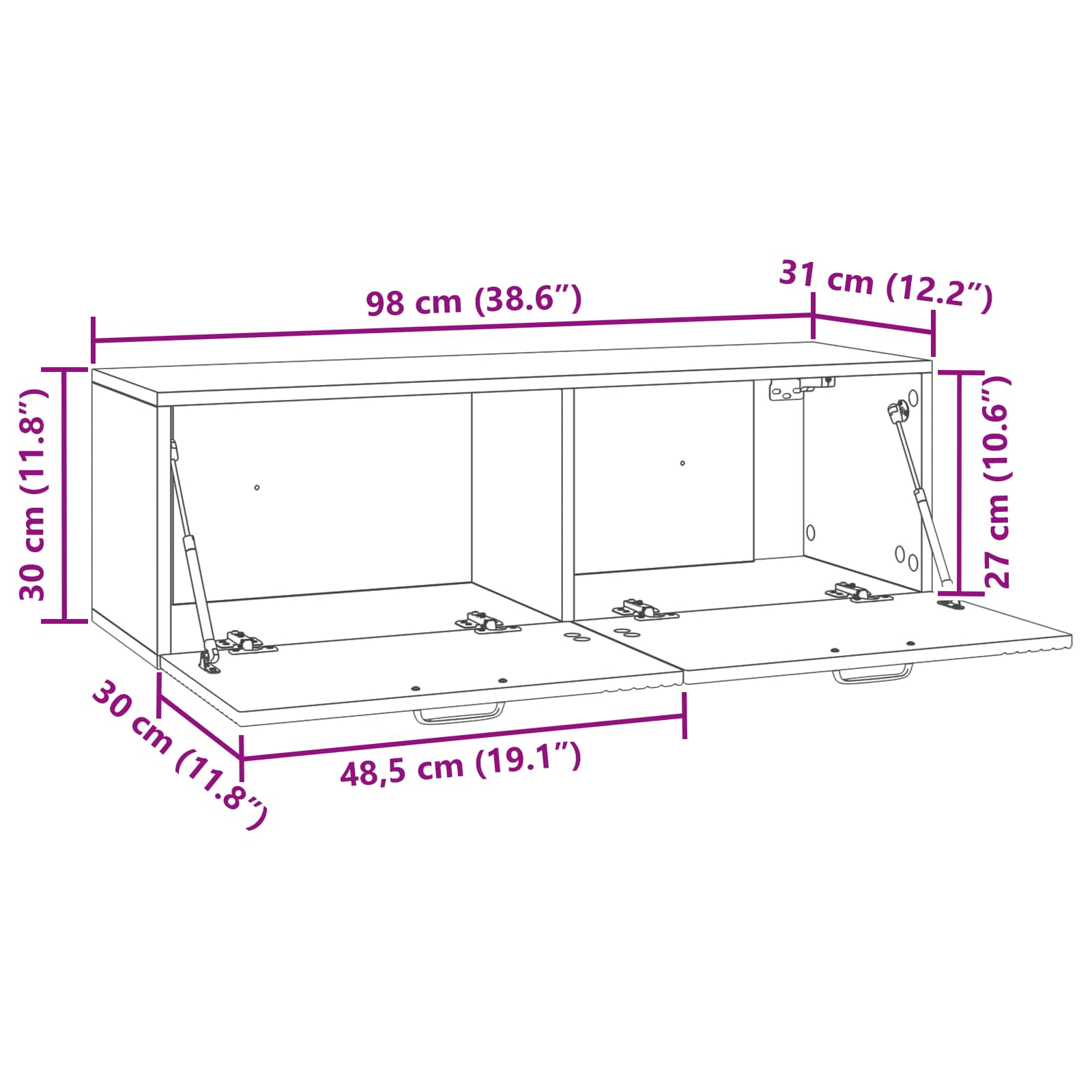TV ormar za zid Siva sonoma 98 x 31 x 30 cm Konstruirano drvo