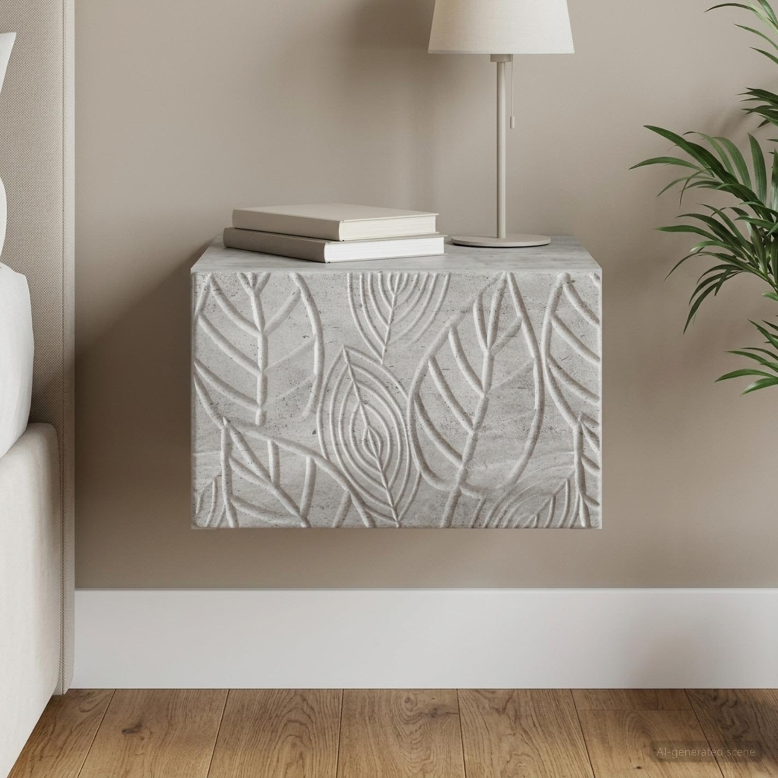 Noćni ormarić za montažu na zid Betonska siva 49 x 34,5 x 20 cm