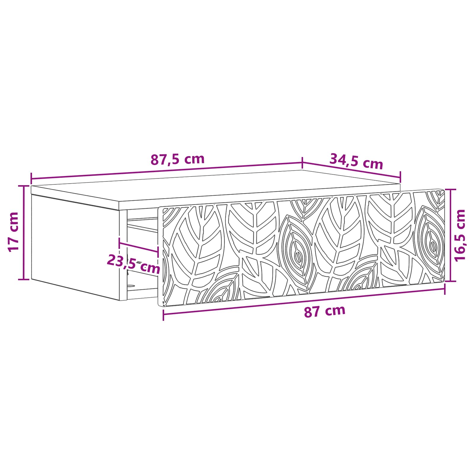 Stolna montirana na zid Siva Sonoma 87,5 x 34,5 x 17 cm