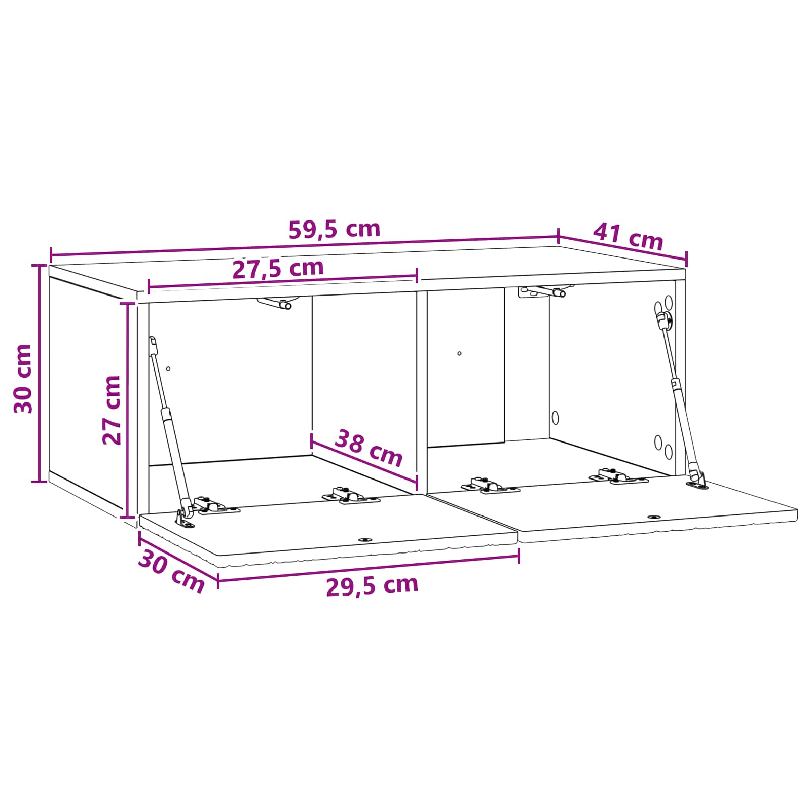 TV ormar za zid 59,5 x 41 x 30 cm Betonska siva
