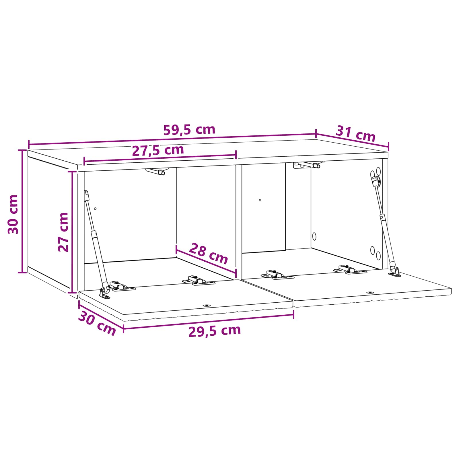 TV ormar za zid 59,5 x 31 cm Hrast artisan Konstruirano drvo
