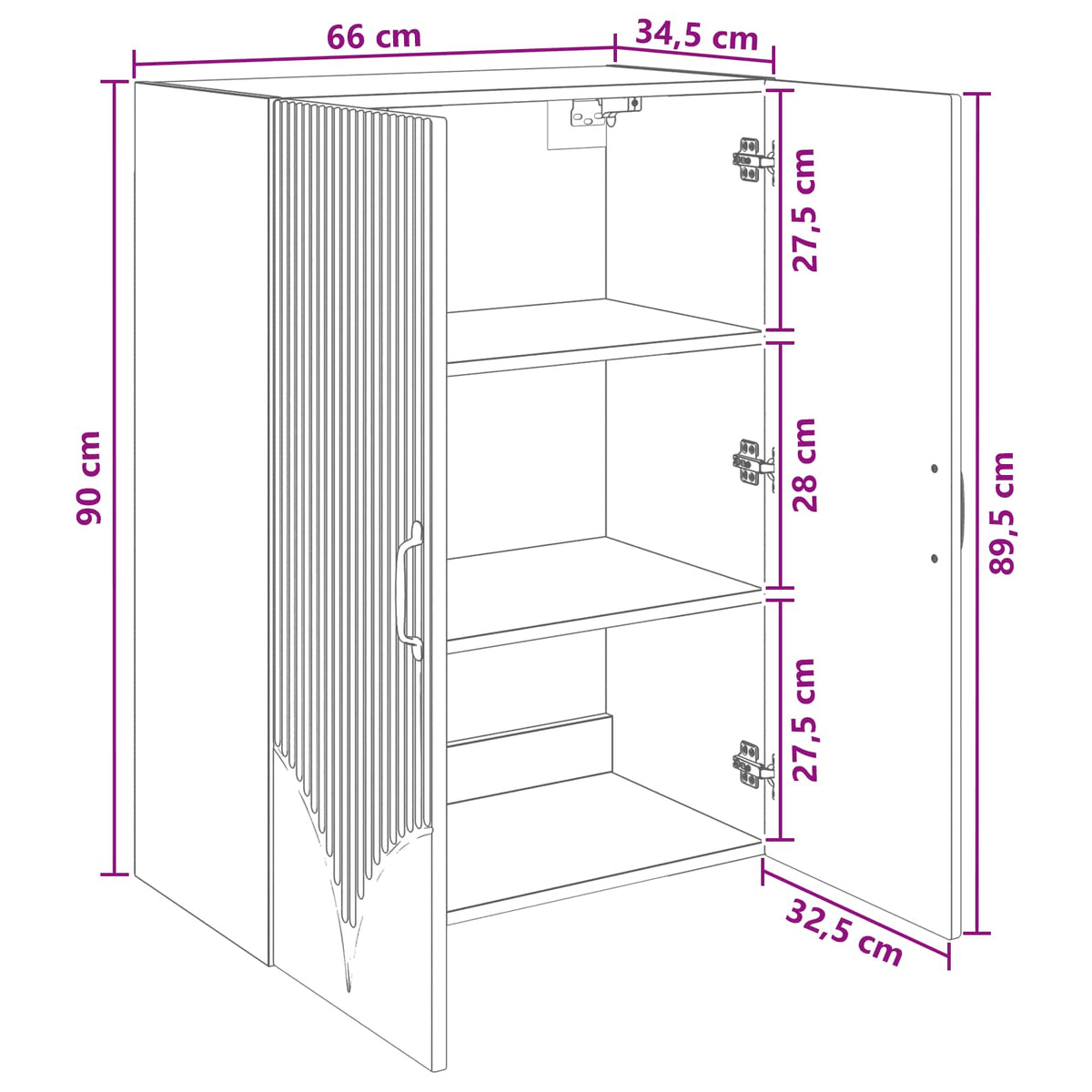 Ormar za montažu na zid 66 x 34,5 x 90 cm Konstruirano drvo