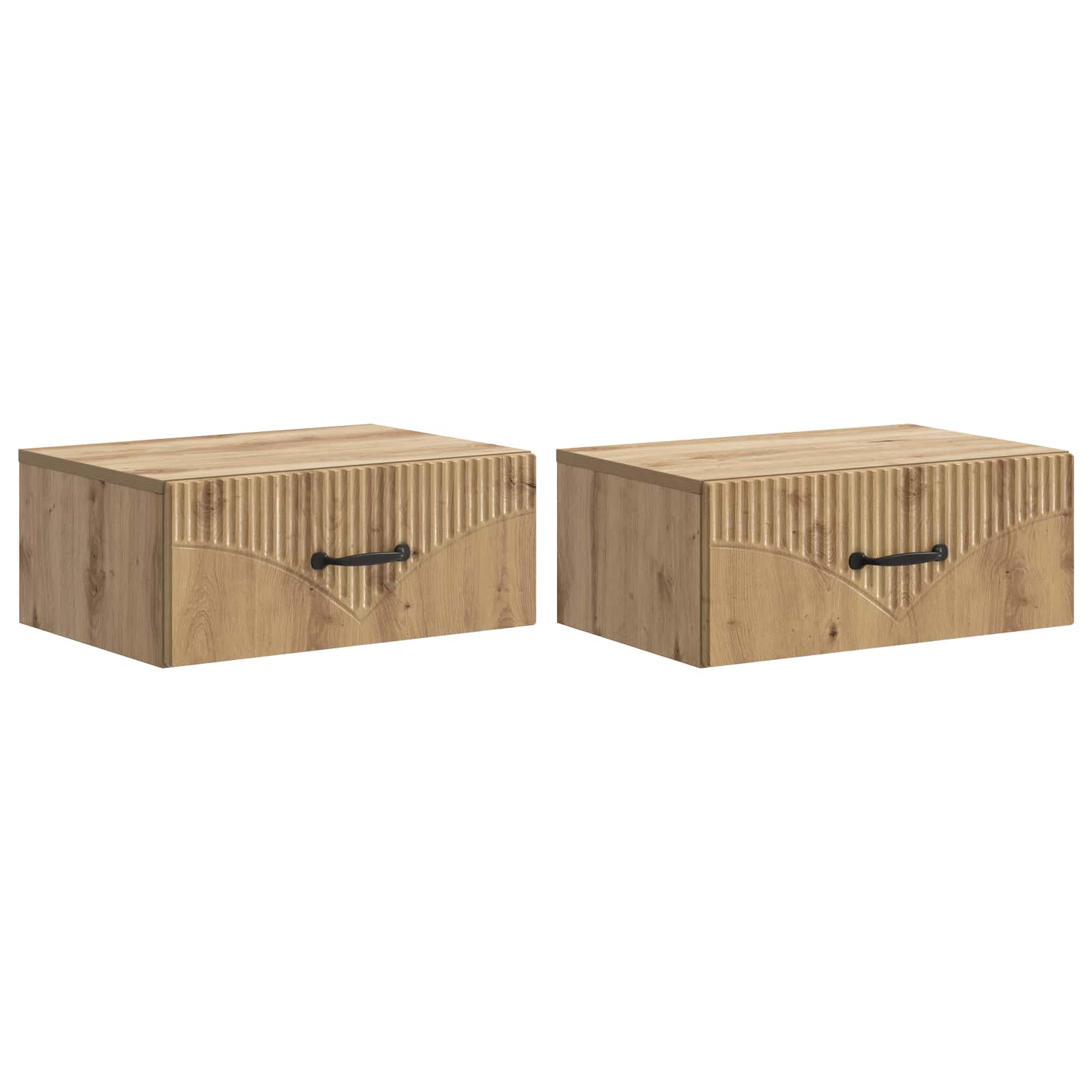 Noćni ormarić za montažu na zid s ladicama 2 pcs Hrast artisan