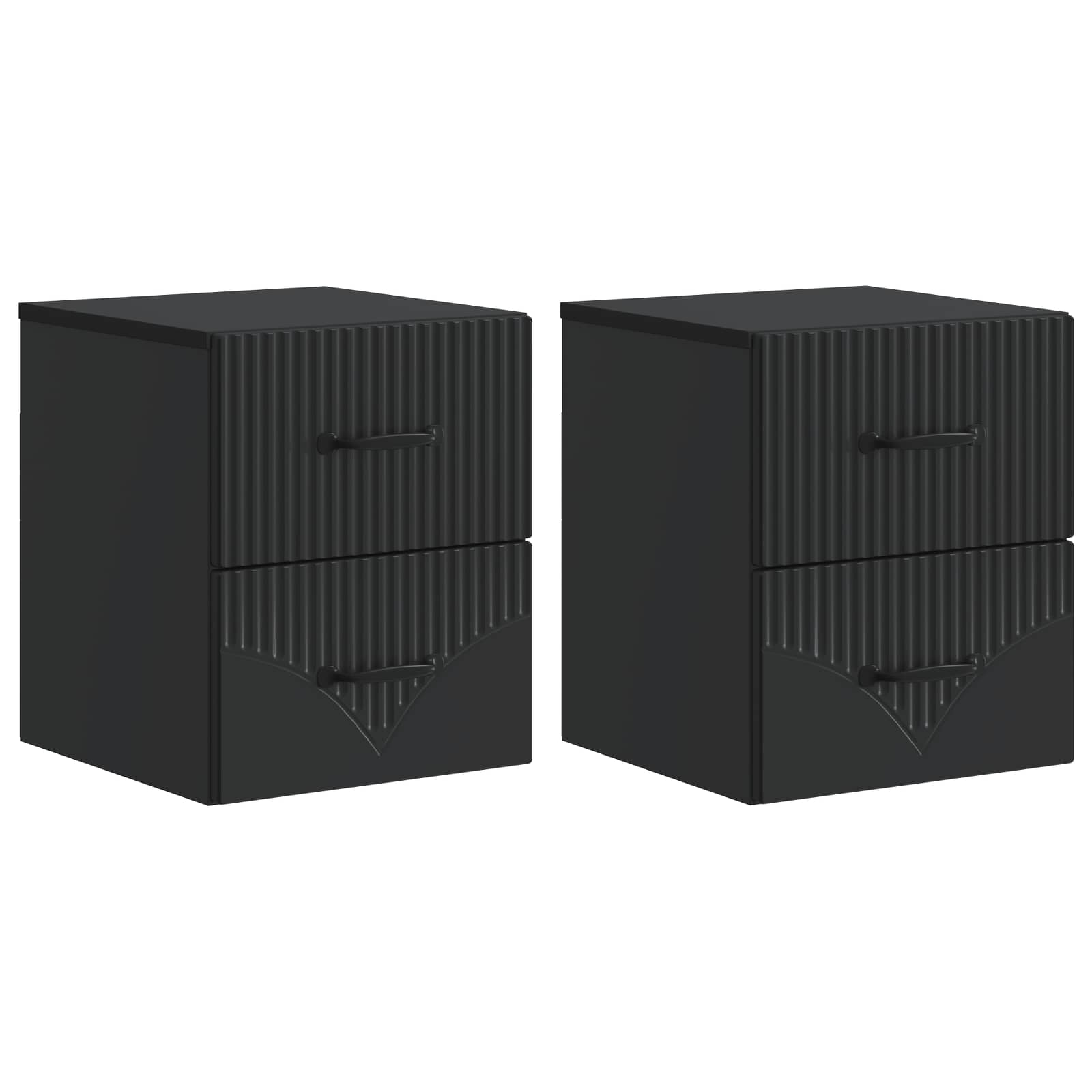 Noćni ormarić za montažu na zid 2 pcs Crna 34,5 x 33 x 40 cm