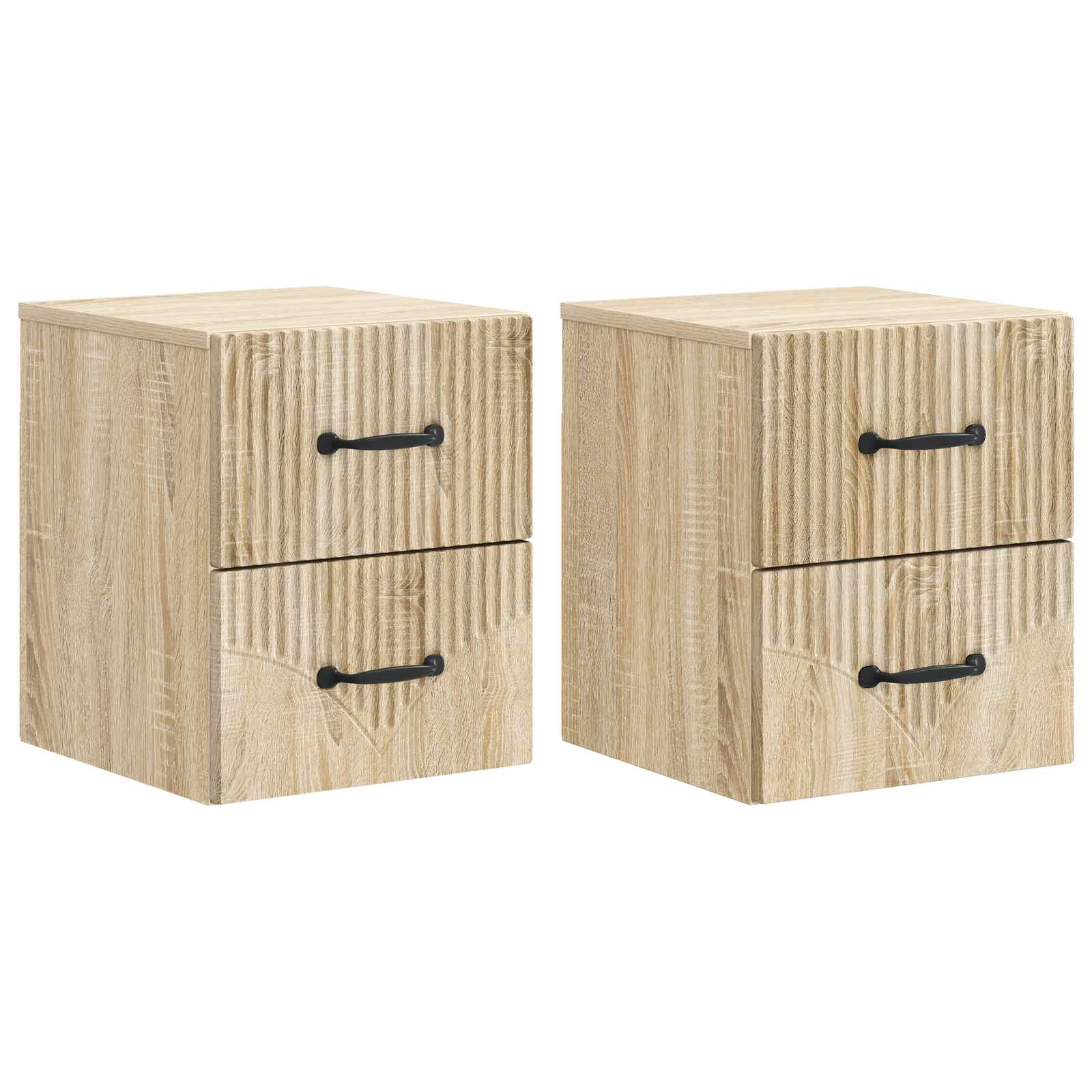 Noćni ormarić za montažu na zid s ladicama 2 pcs Hrast sonoma