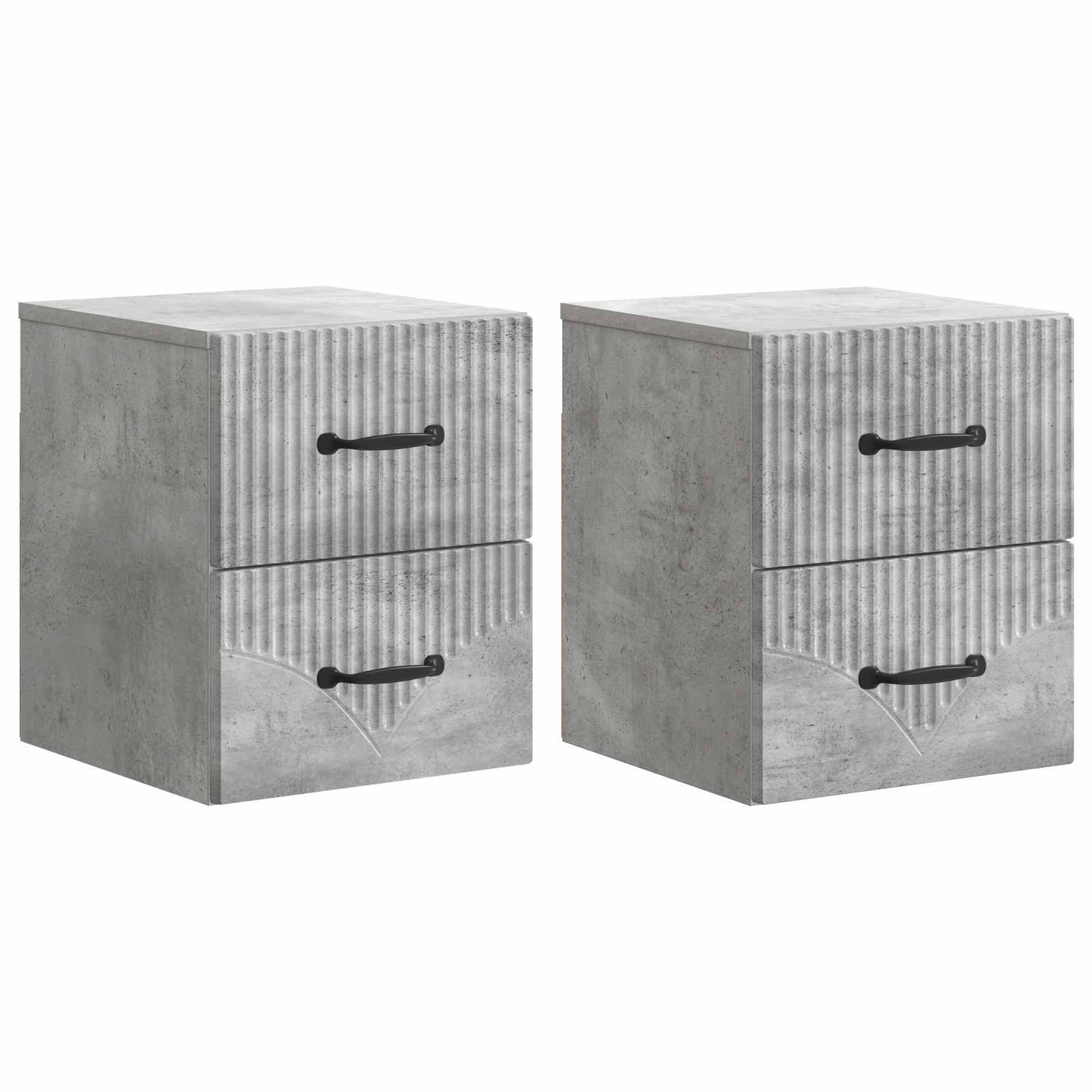 Noćni ormarić za montažu na zid s ladicama 2 pcs Betonska siva