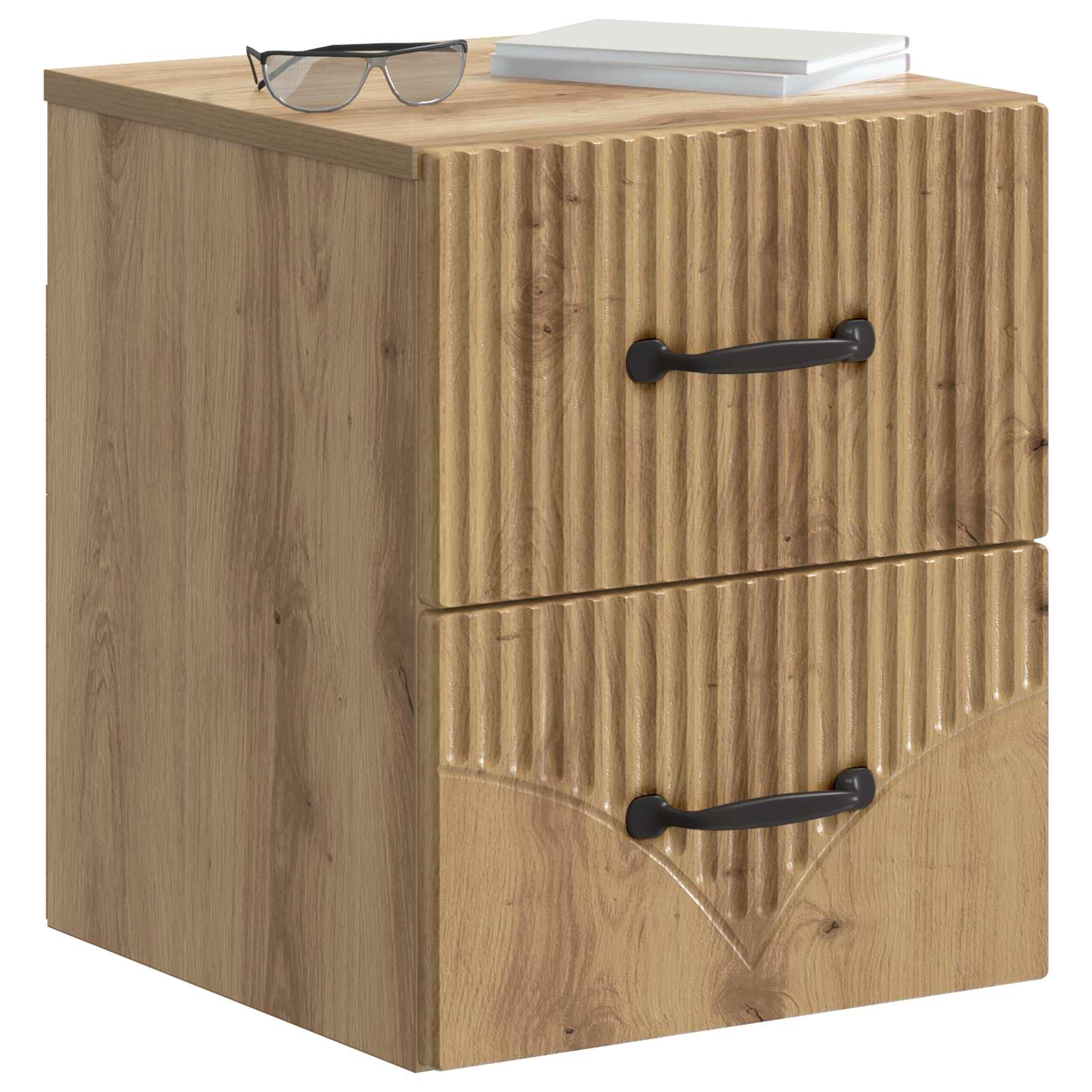Noćni ormarić za montažu na zid s ladicama 2 pcs Hrast artisan