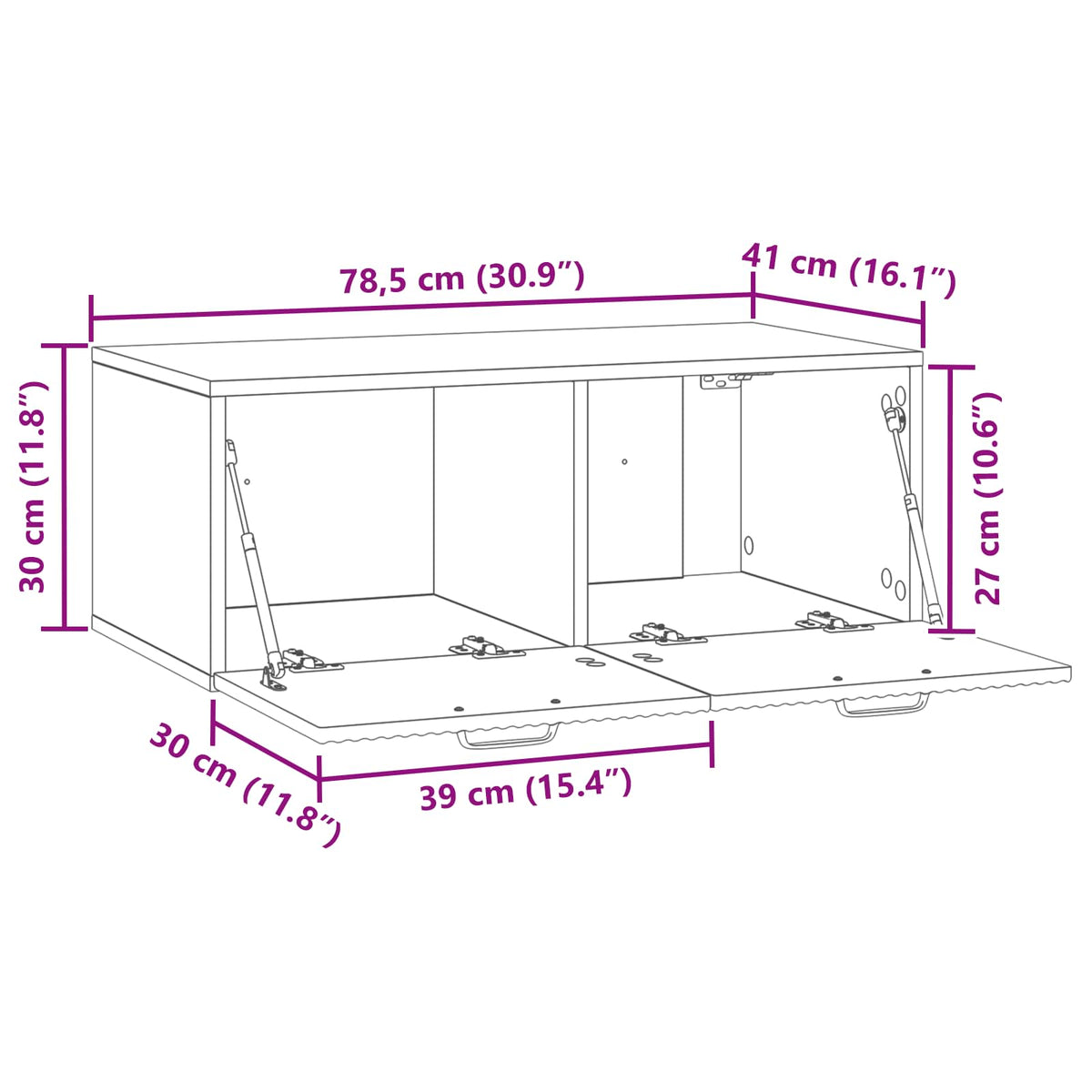 TV ormar za zid Siva sonoma 78,5 x 41 x 30 cm Konstruirano drvo