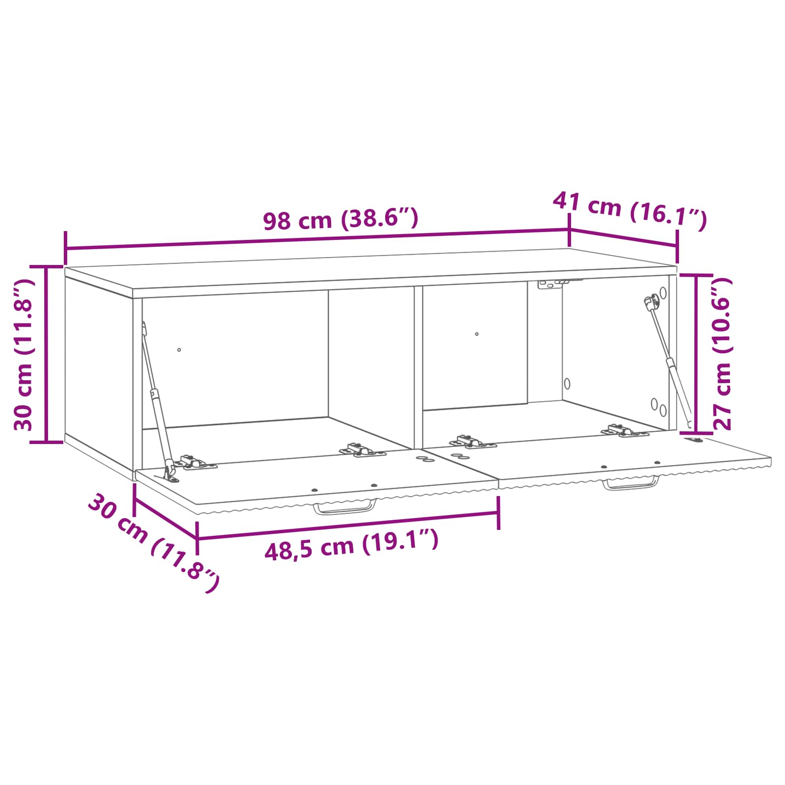 TV ormar za zid Zidne Crna 98 x 41 x 30 cm Konstruirano drvo