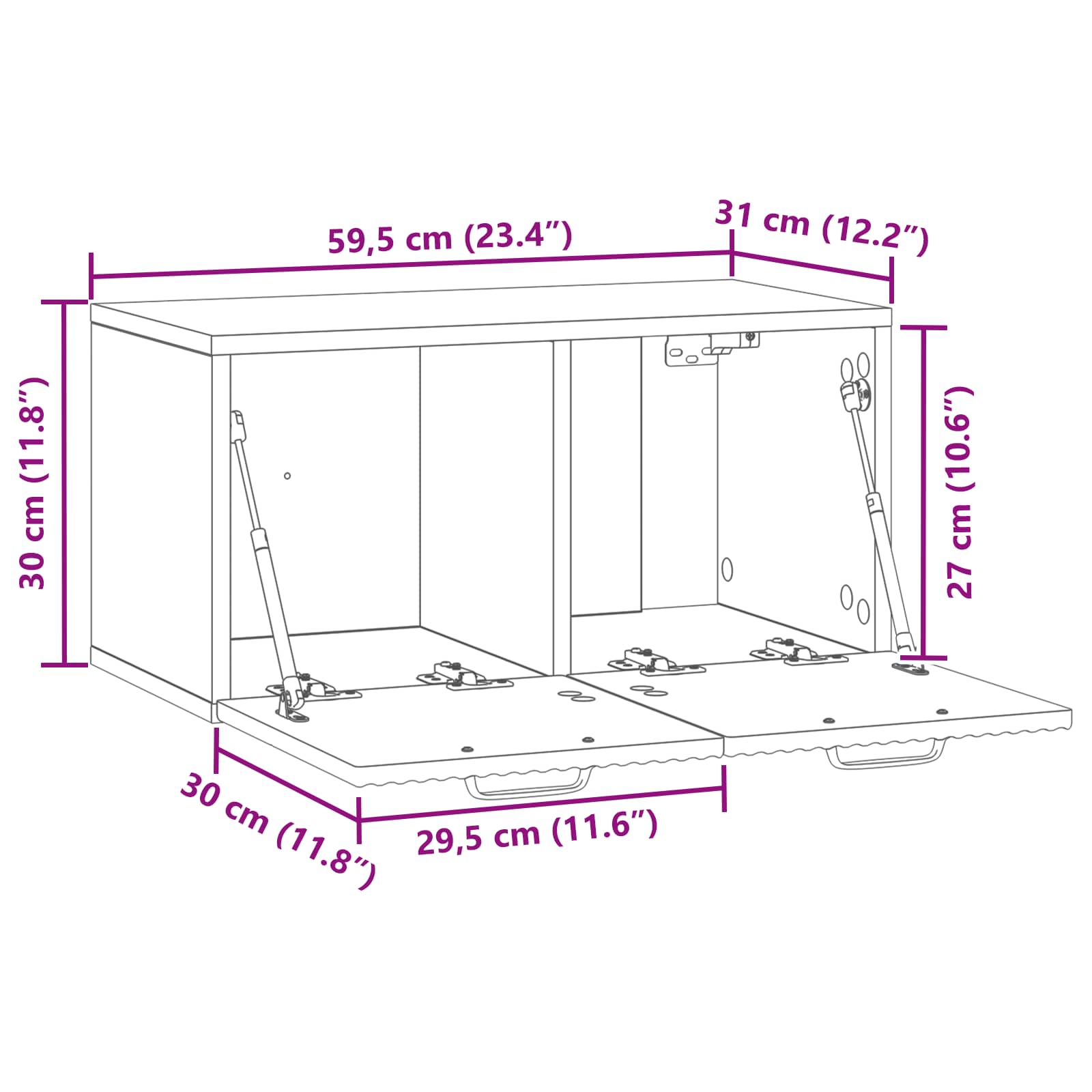 TV ormar za zid Zidne Dimljeni hrast 59,5 x 31 x 30 cm
