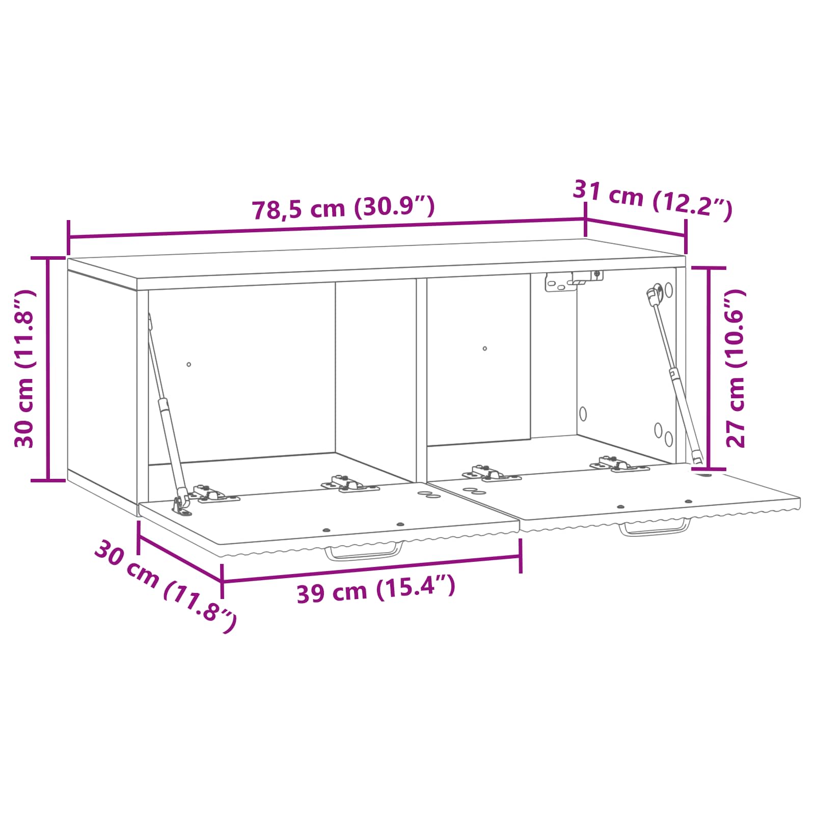 TV ormar za zid Zidne Bijela visokog sjaja 78,5 x 31 x 30 cm