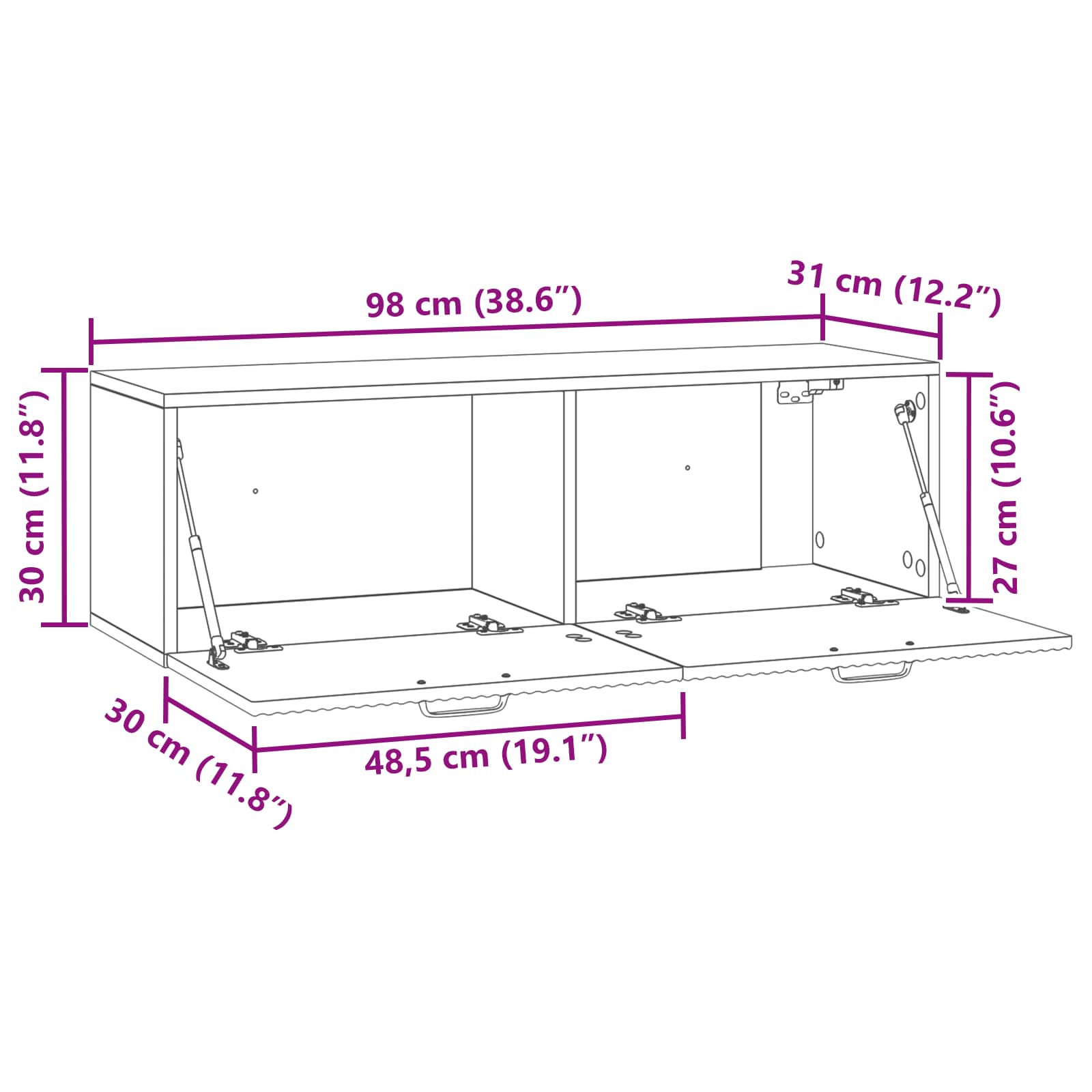 TV ormar za zid Staro drvo 98 x 31 x 30 cm Konstruirano drvo