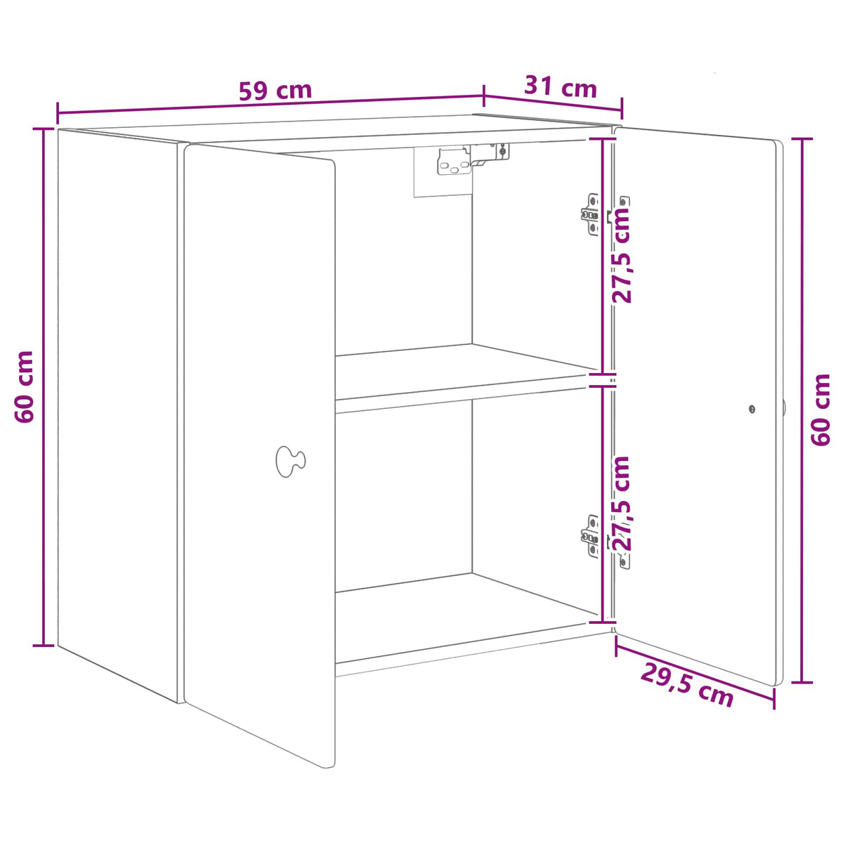 Ormar za montažu na zid 59 x 31 x 60 cm Konstruirano drvo