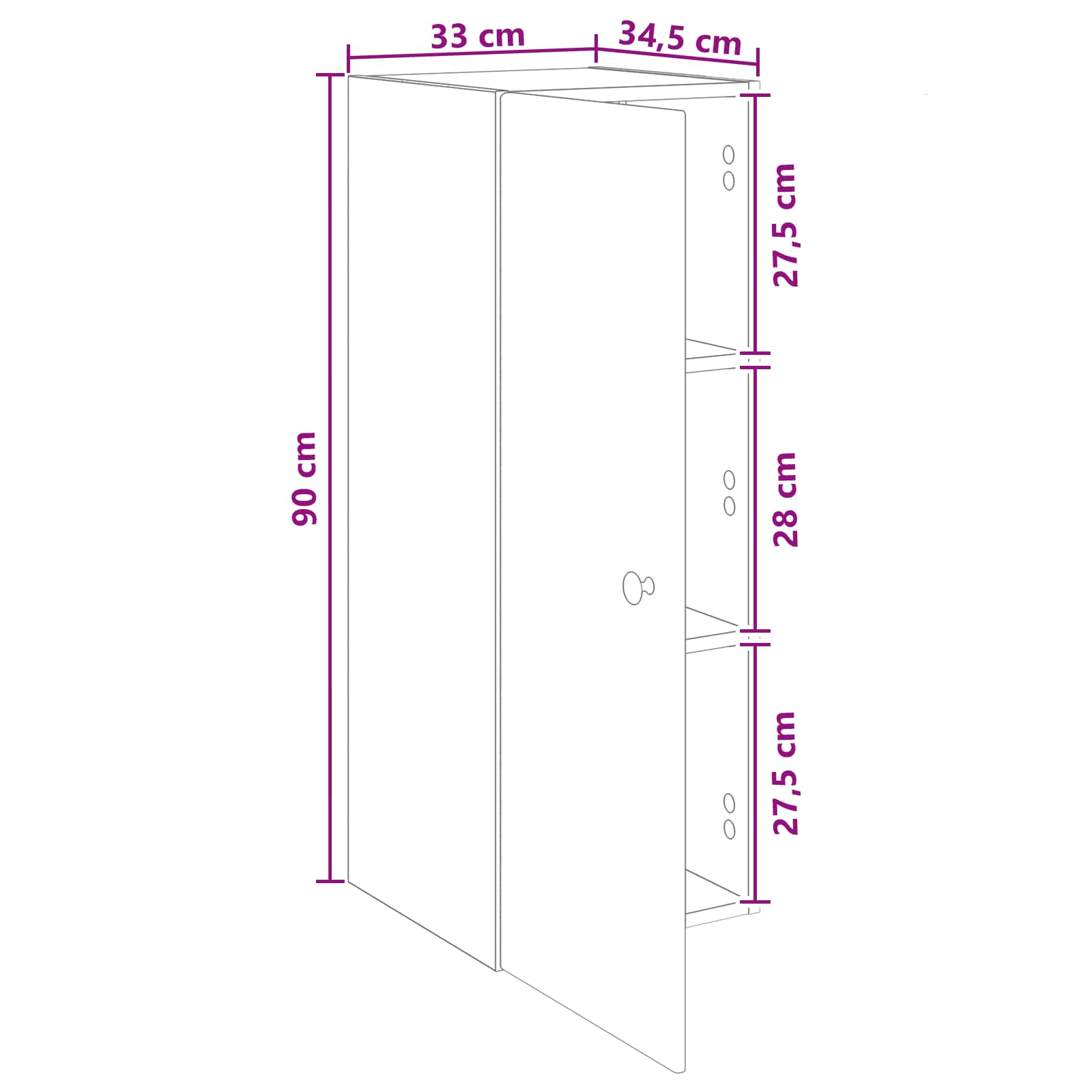Ormar za montažu na zid Betonska siva 33 x 34,5 x 90 cm