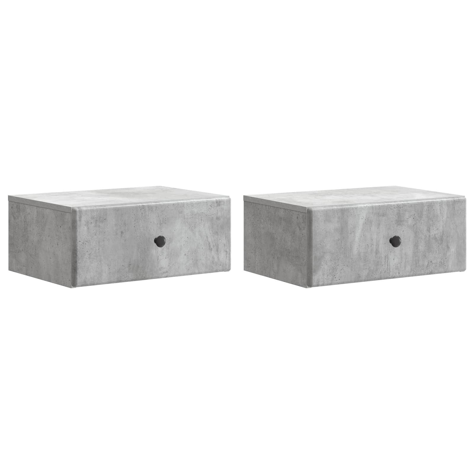 Noćni ormarić za montažu na zid s ladicama 2 pcs Betonska siva