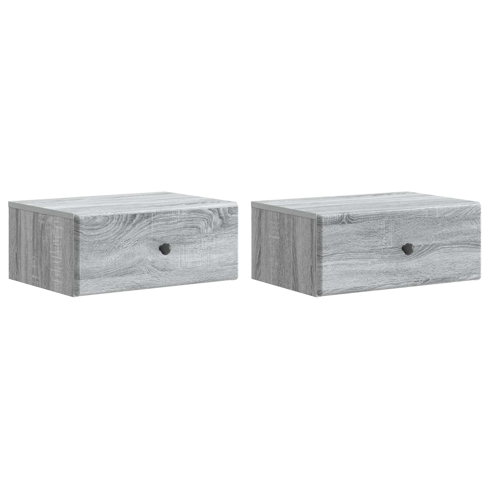 Noćni ormarić za montažu na zid s ladicama 2 pcs Siva sonoma