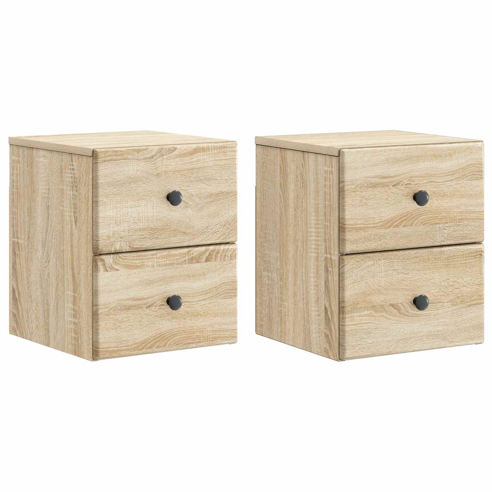 Noćni ormarić za montažu na zid s ladicama 2 pcs Hrast sonoma