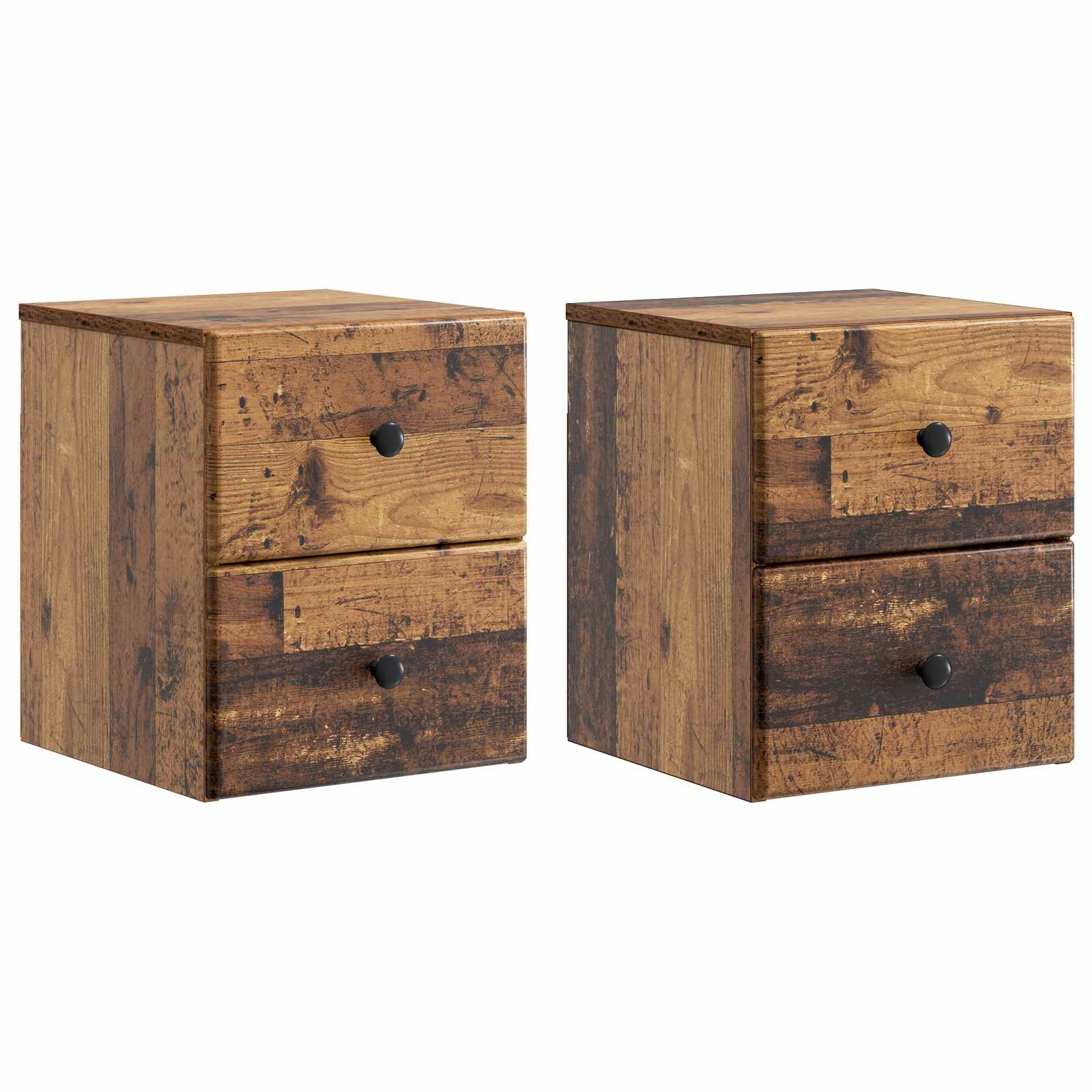 Noćni ormarić za montažu na zid s ladicama 2 pcs Staro drvo