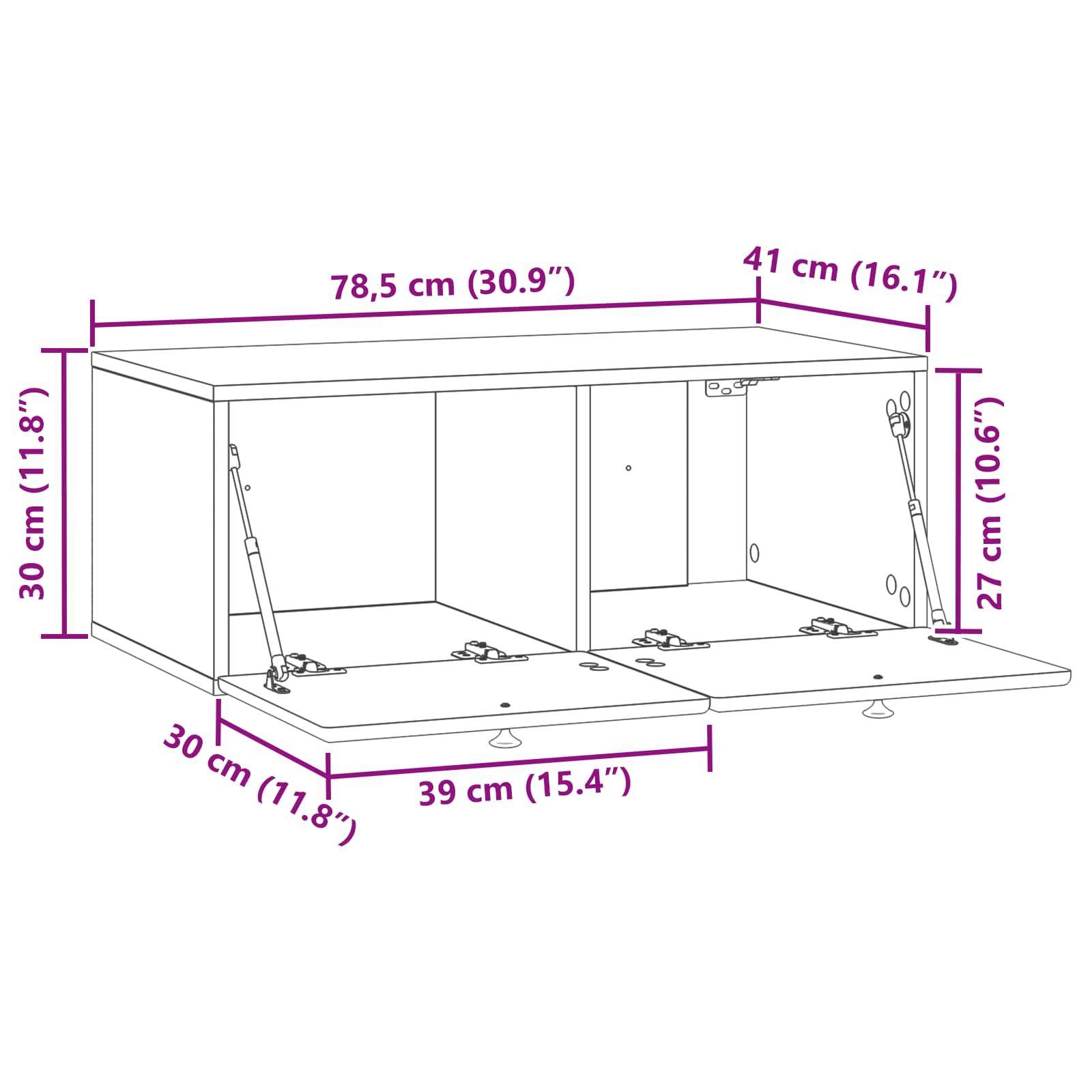 TV ormar za zid 78,5 x 41 x 30 cm Siva Sonoma Konstruirano drvo