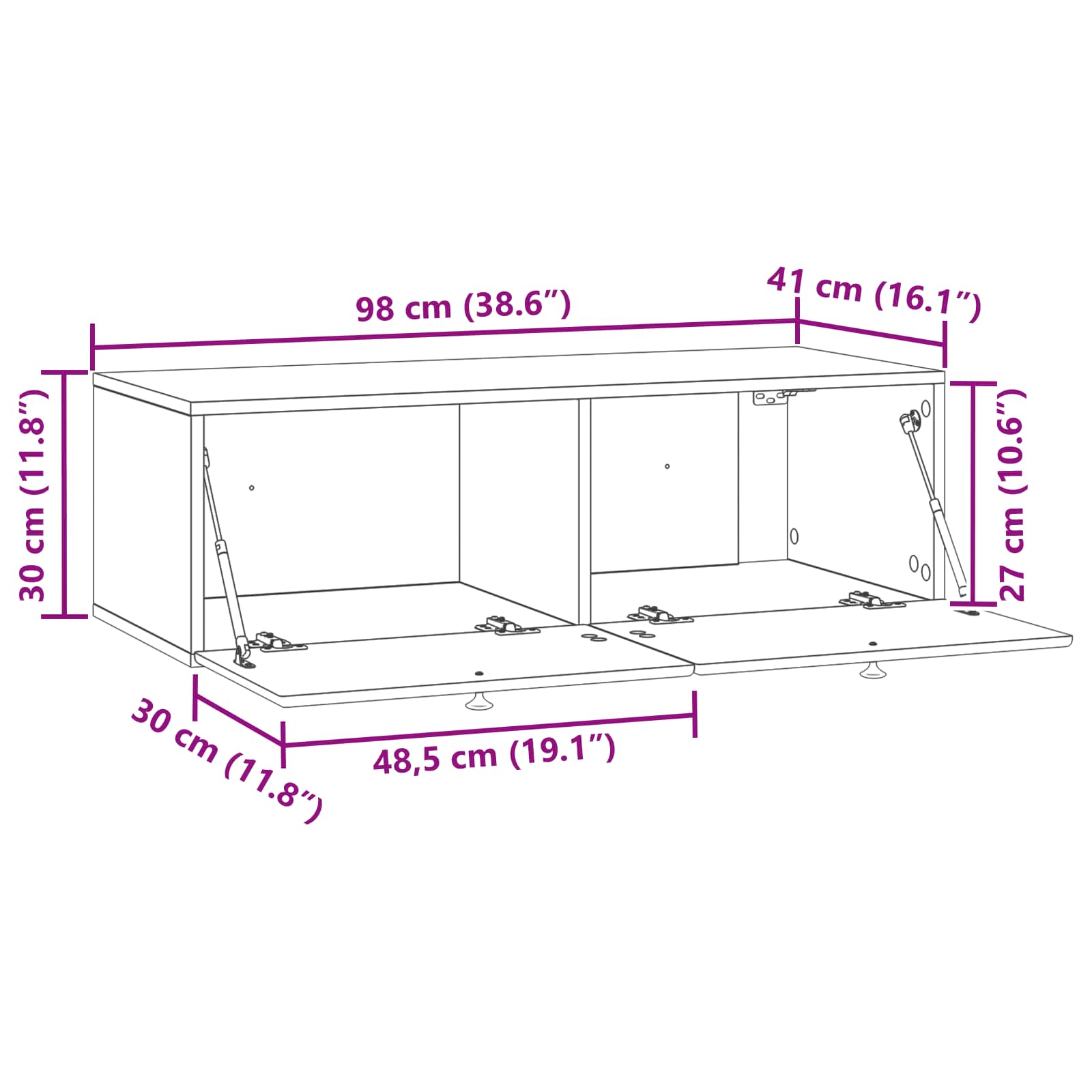 TV ormar za zid 98 x 41 x 30 cm Dimljeni hrast