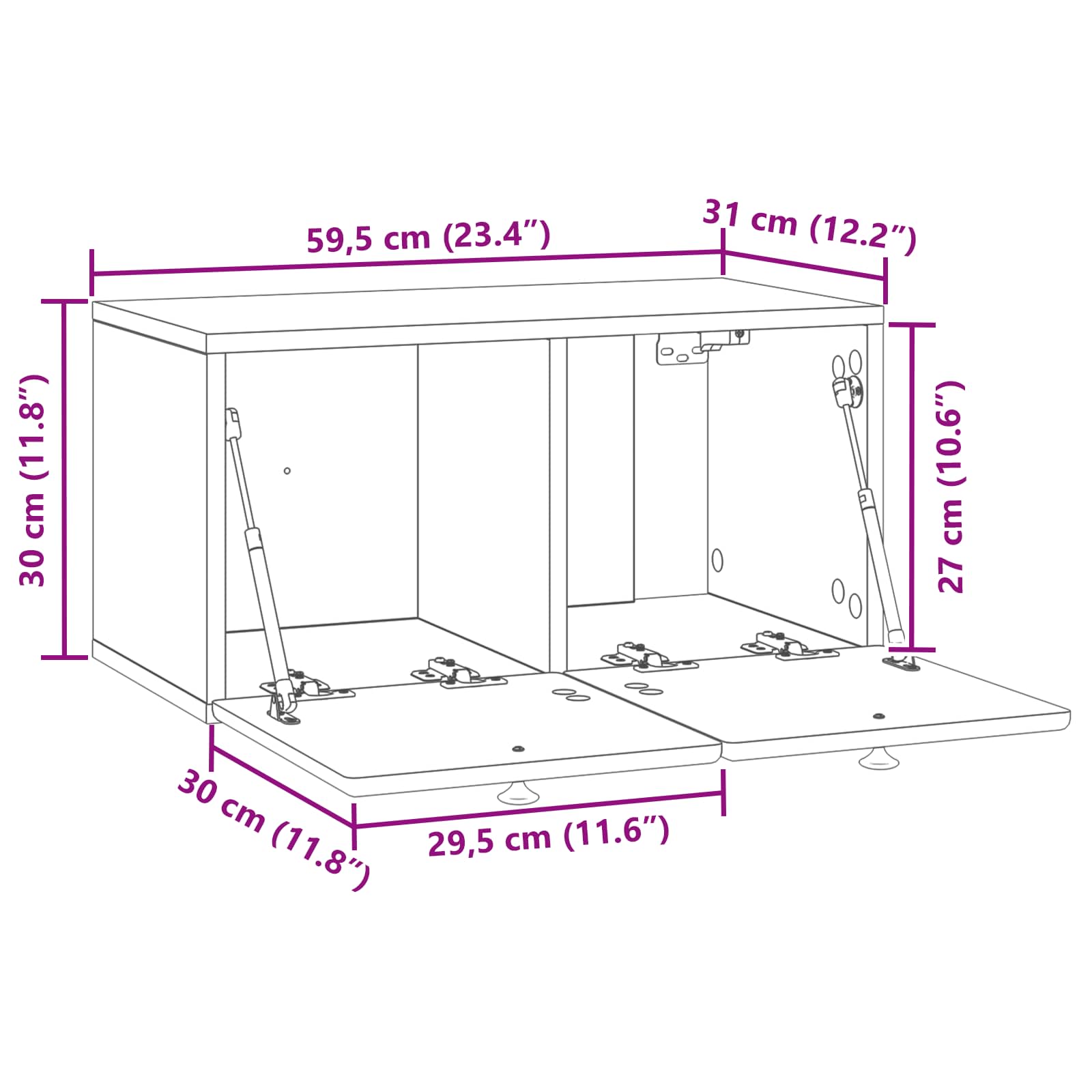 TV ormar za zid 59,5 x 31 x 30 cm Dimljeni hrast