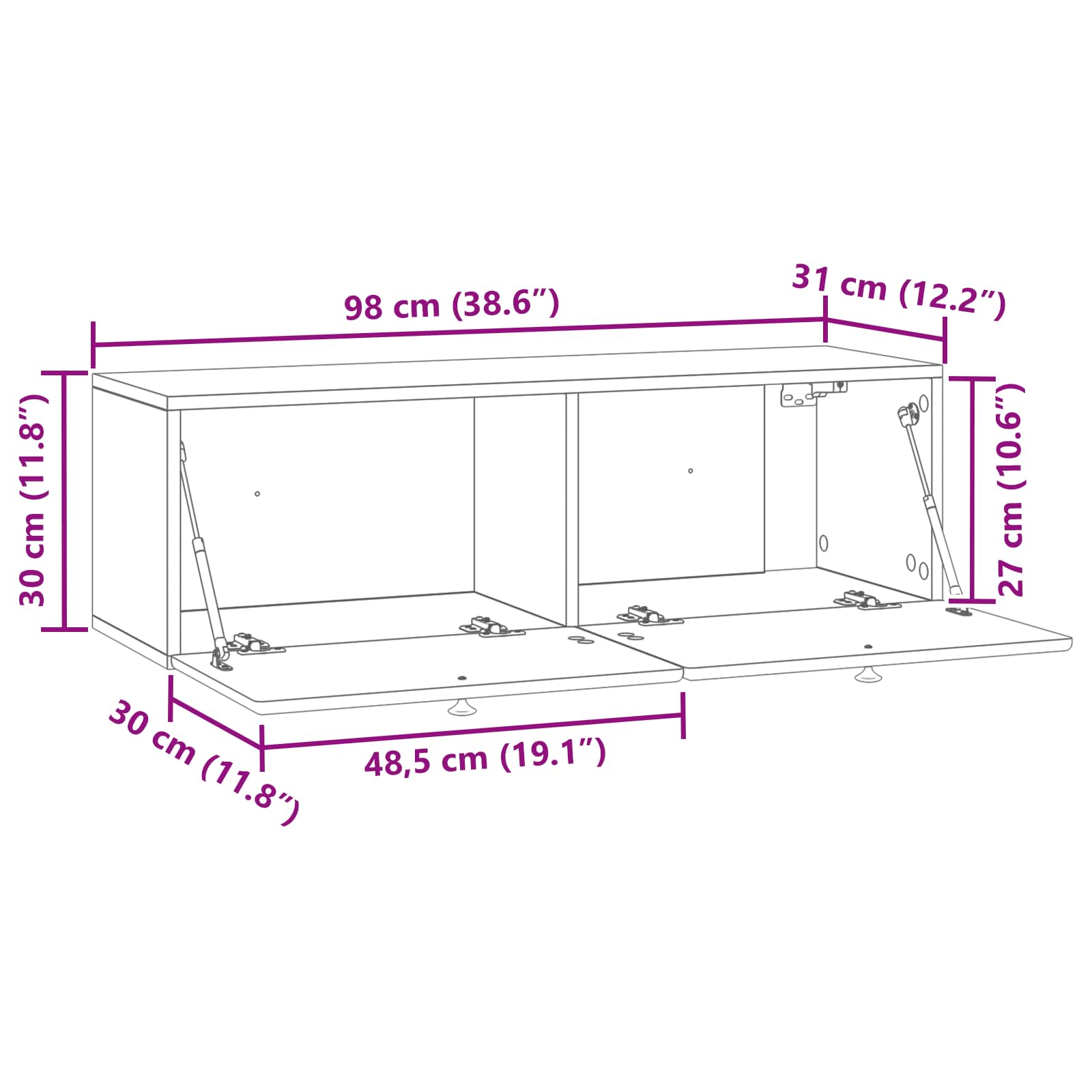 TV ormar za zid 98 x 31 x 30 cm Crna Konstruirano drvo Zidne