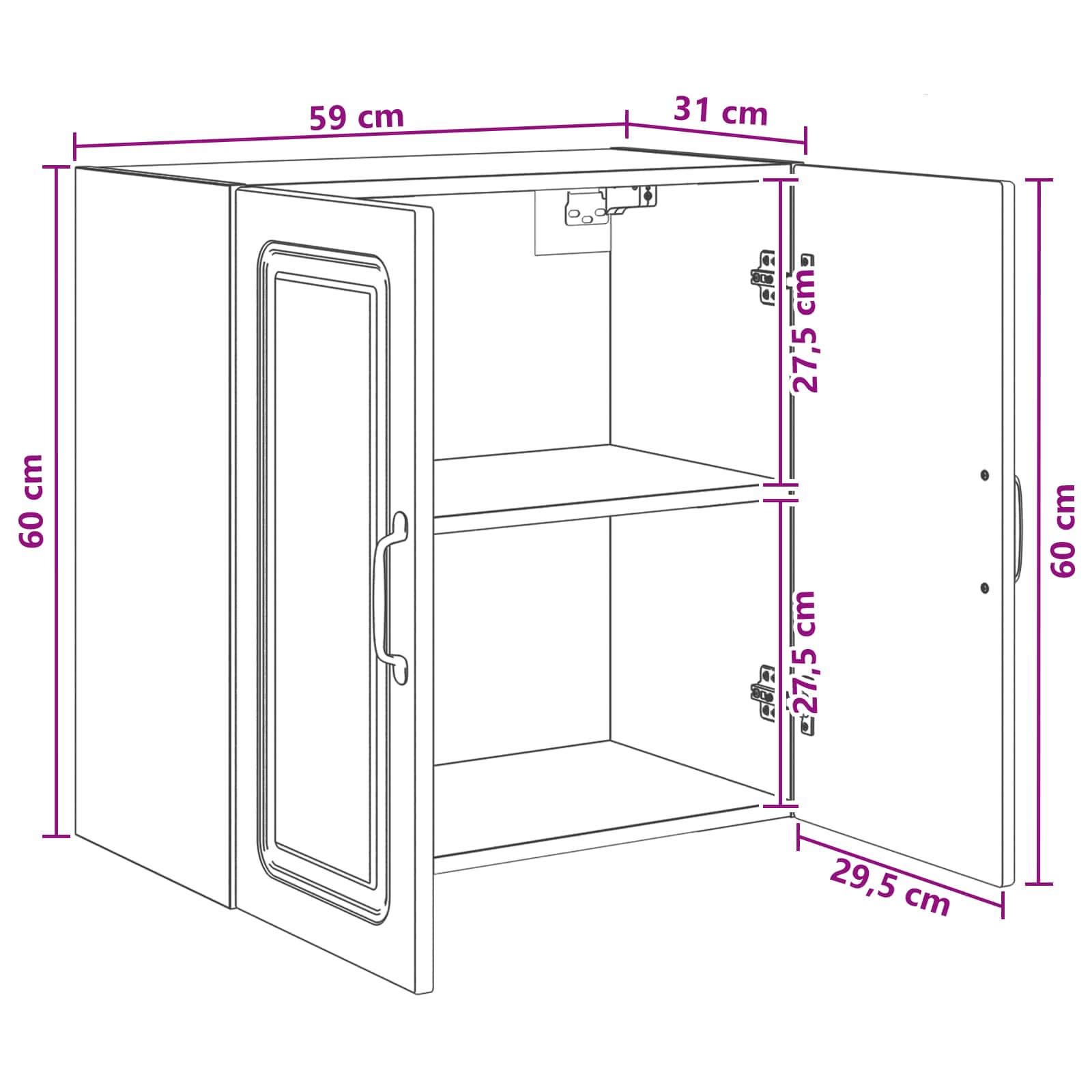 Ormar za montažu na zid Bijela visokog sjaja 59 x 31 x 60 cm