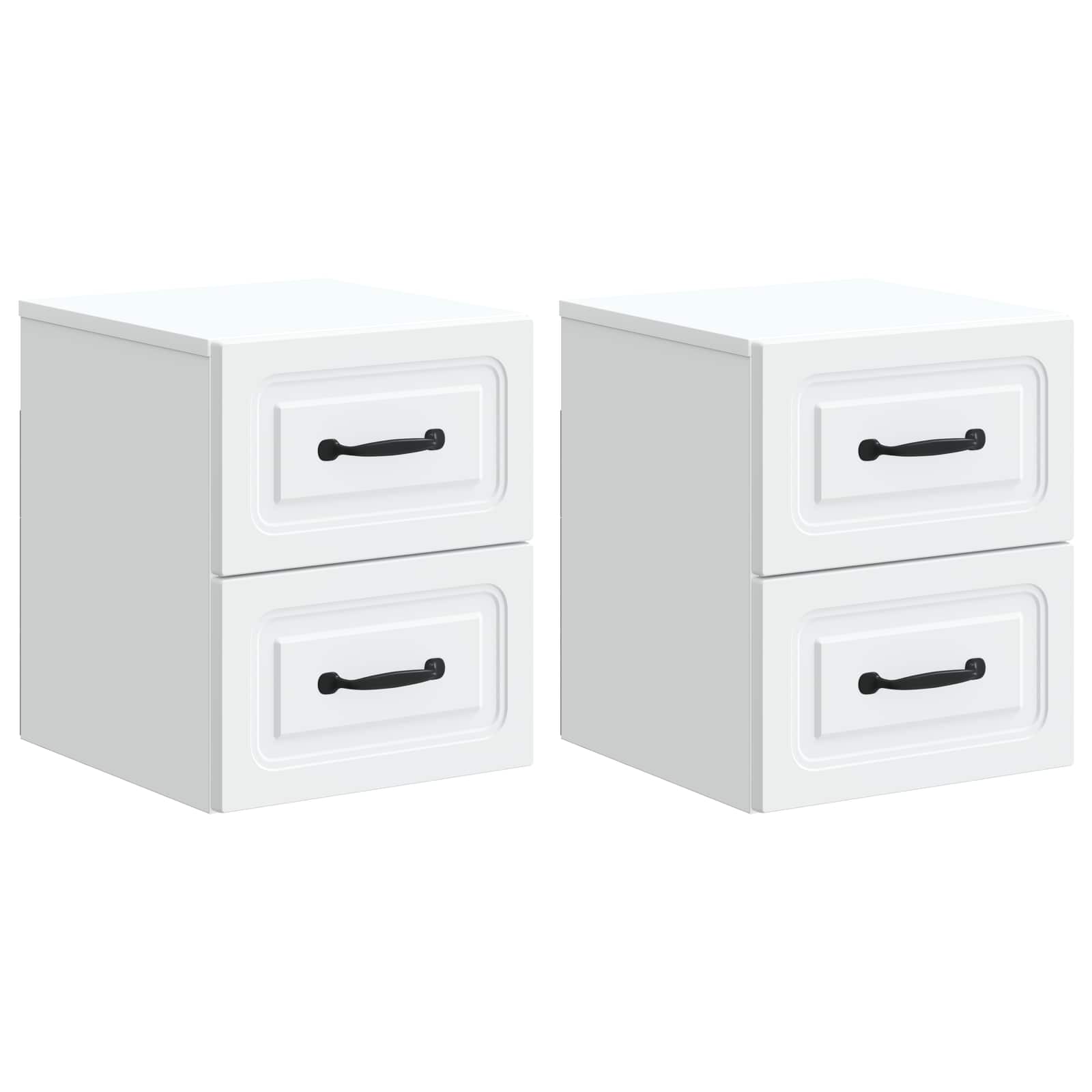 Noćni ormarić za montažu na zid 2 pcs Bijela 34,5 x 33 x 40 cm