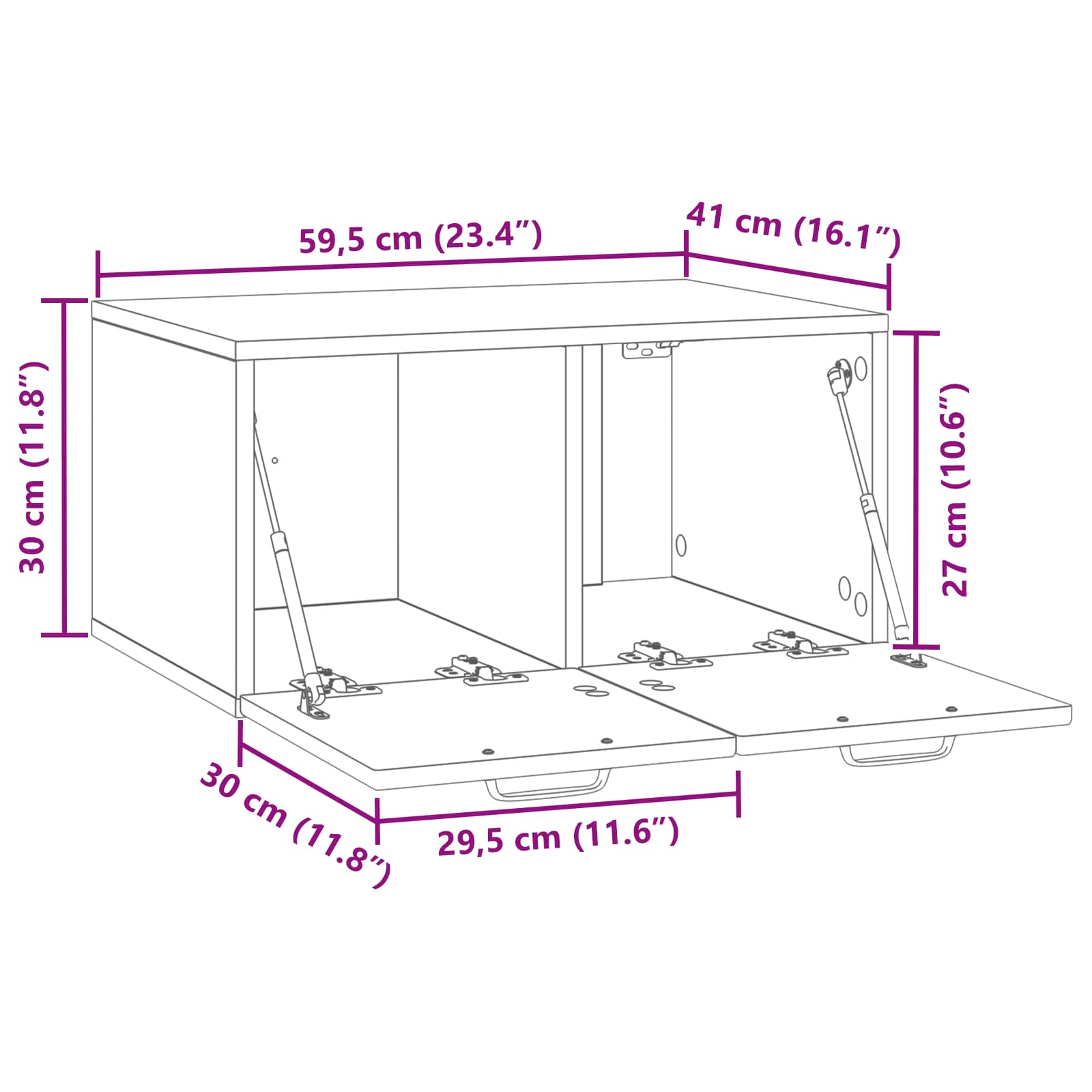 TV ormar za zid Zidne Crna 59,5 x 41 x 30 cm Konstruirano drvo