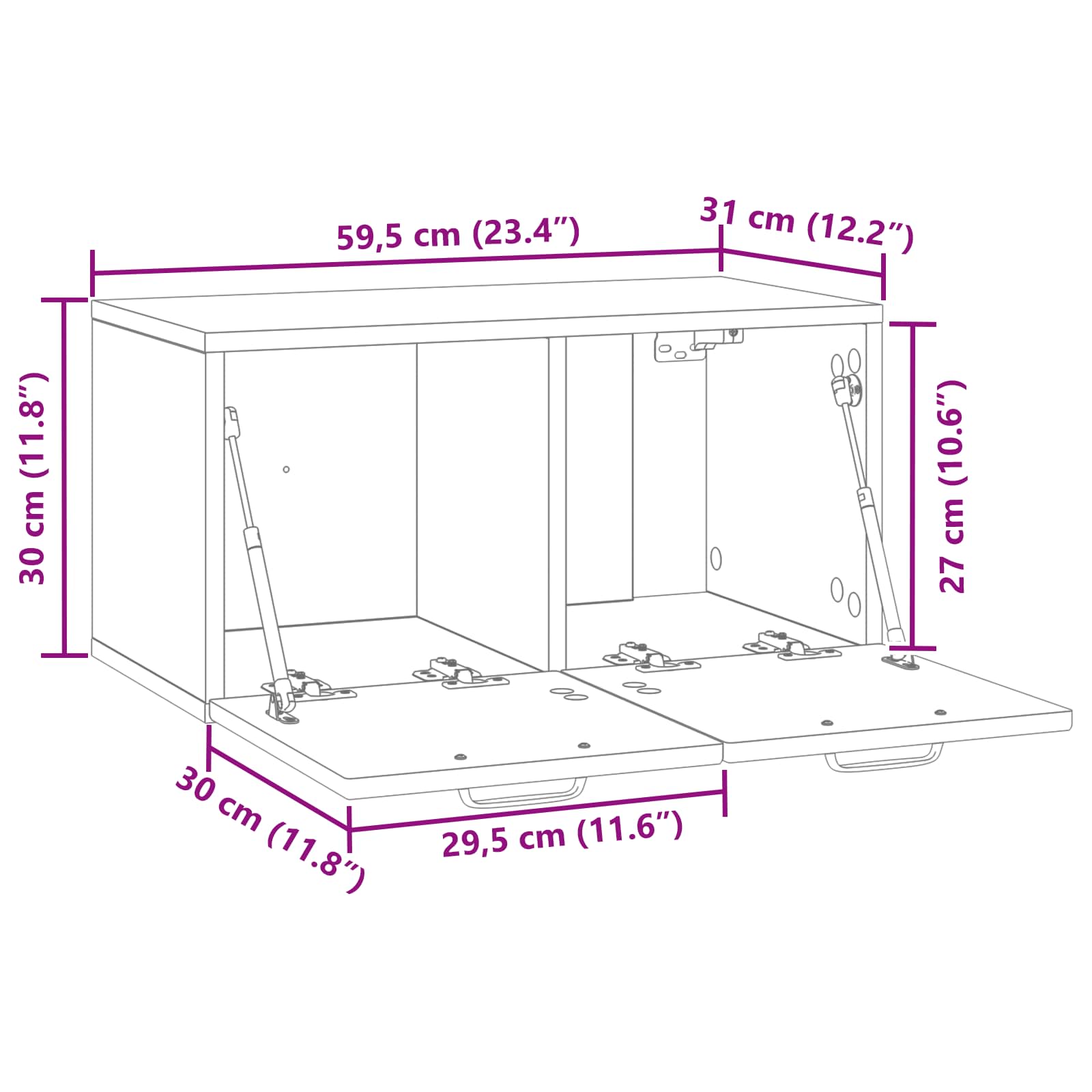 TV ormar za zid Zidne Hrast sonoma 59,5 x 31 x 30 cm