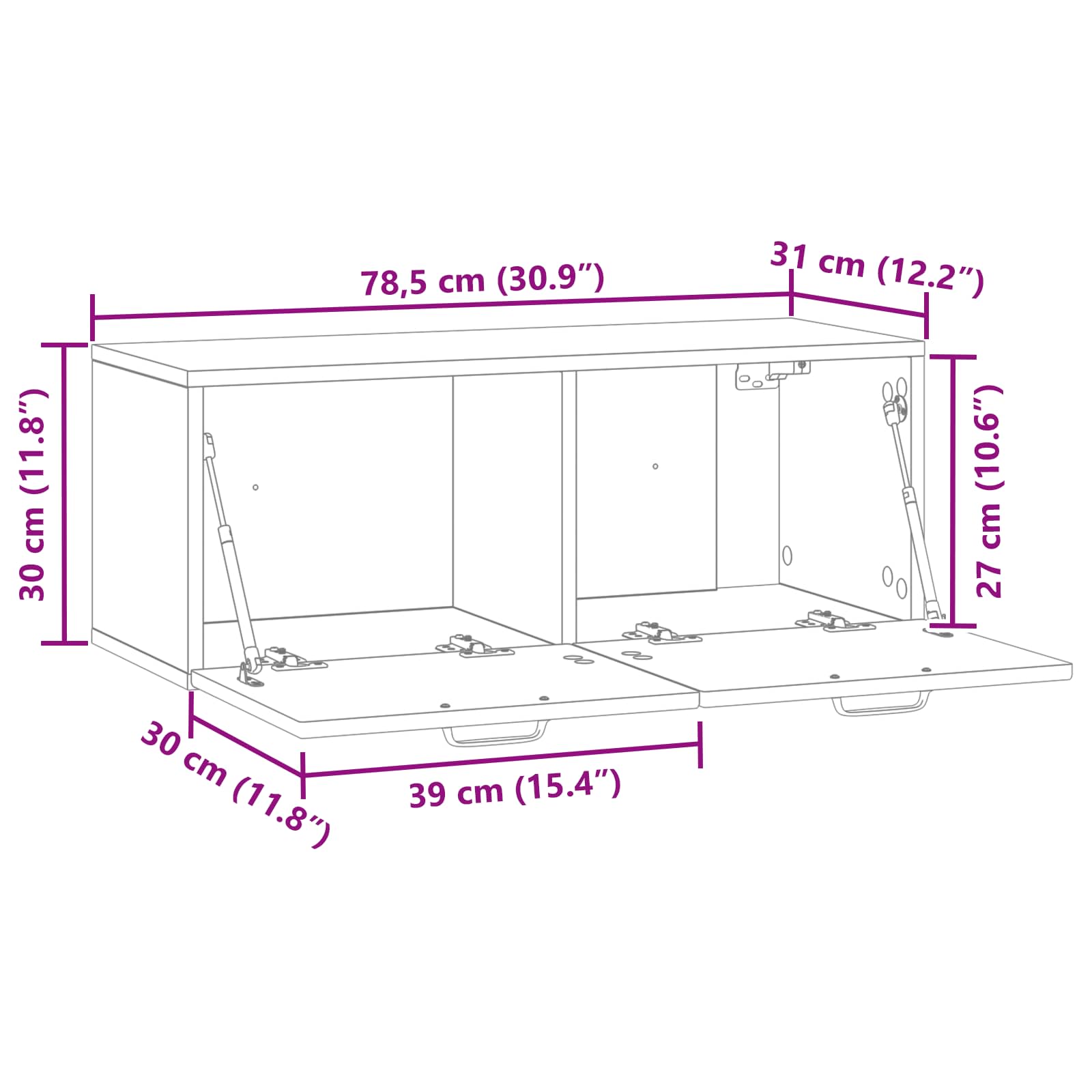 TV ormar za zid Zidne Crna 78,5 x 31 x 30 cm Konstruirano drvo