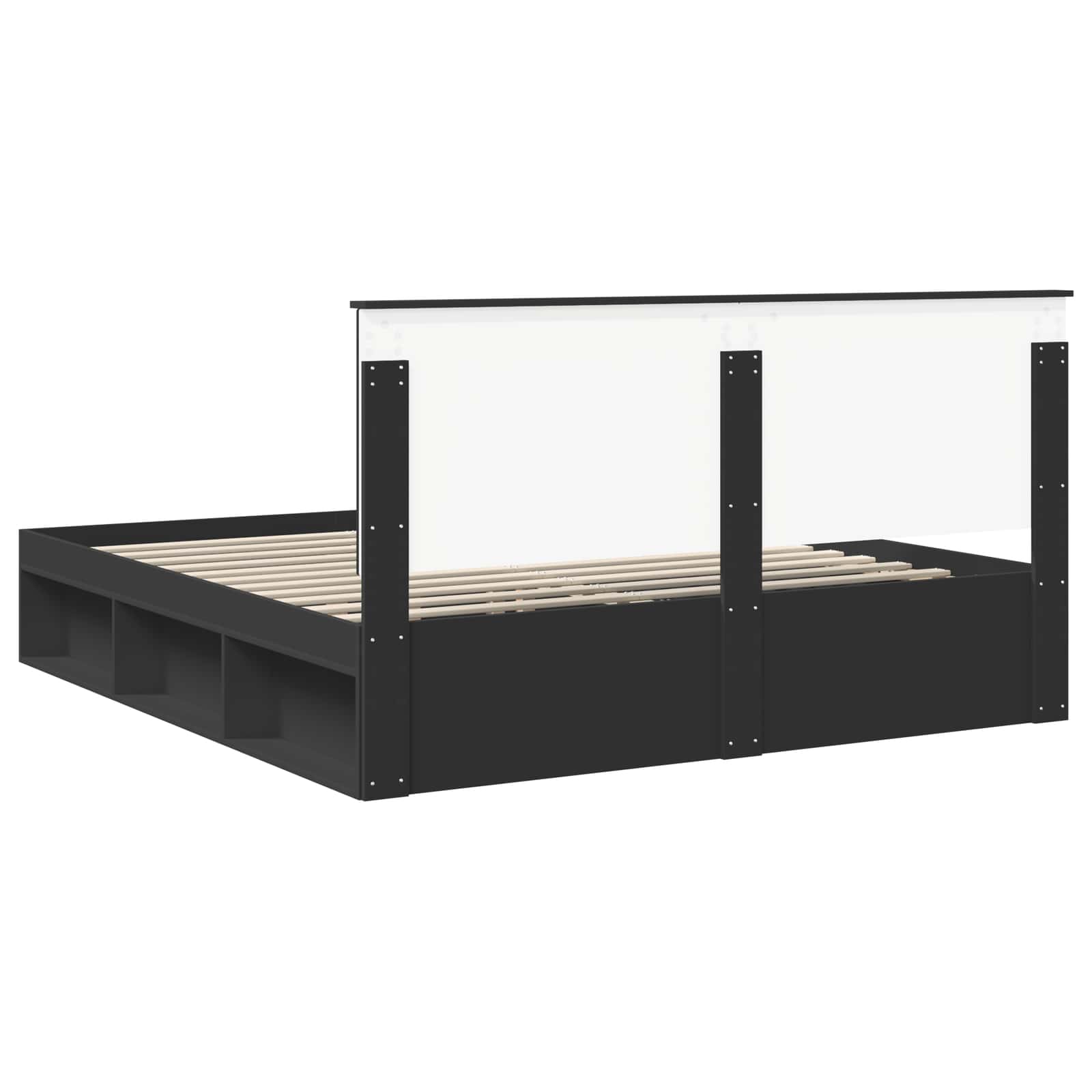 Krevetna konstrukcija Crna 200 x 200 cm Čvrsto borovo drvo