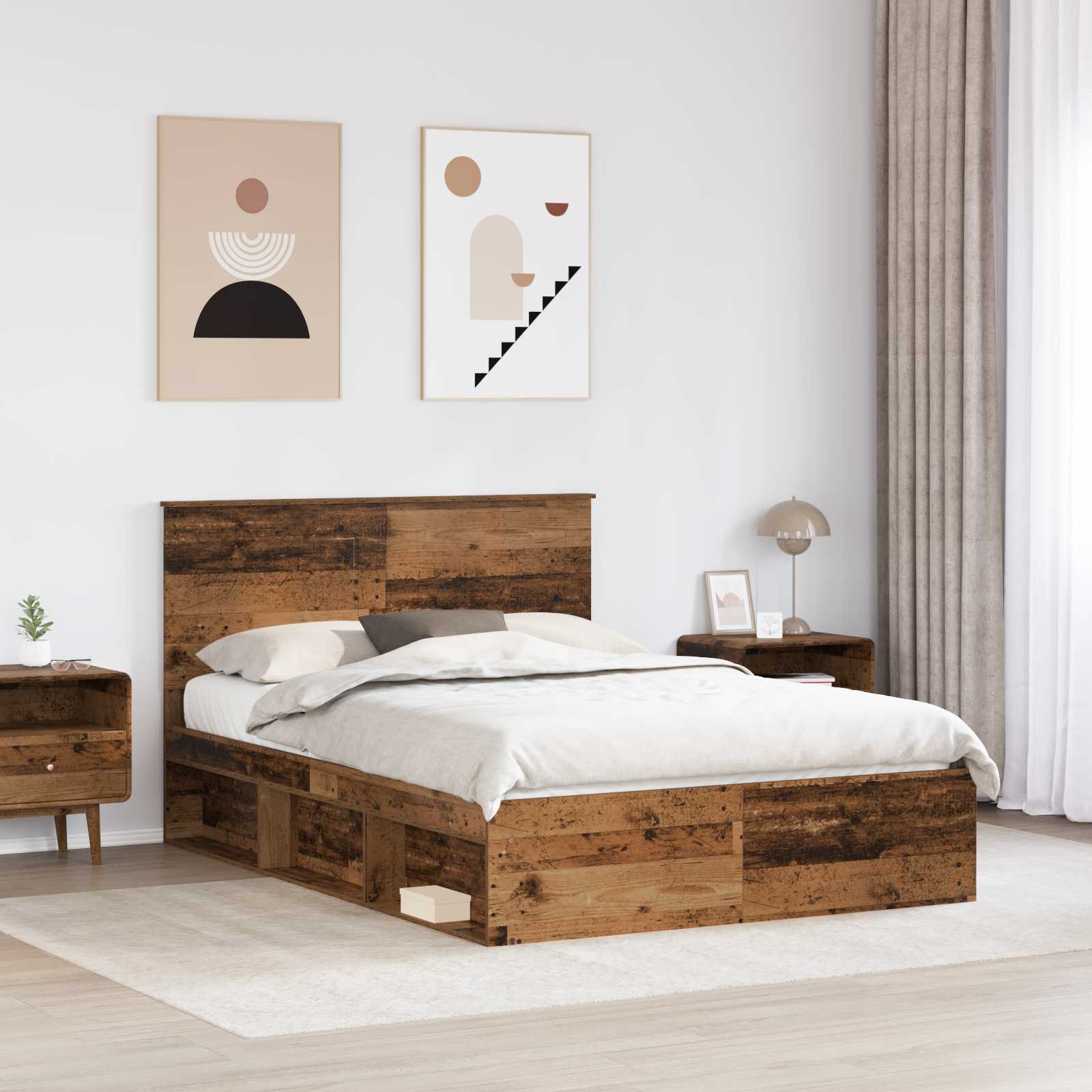 Krevetna konstrukcija s uzglavljem Staro drvo 150 x 200 cm