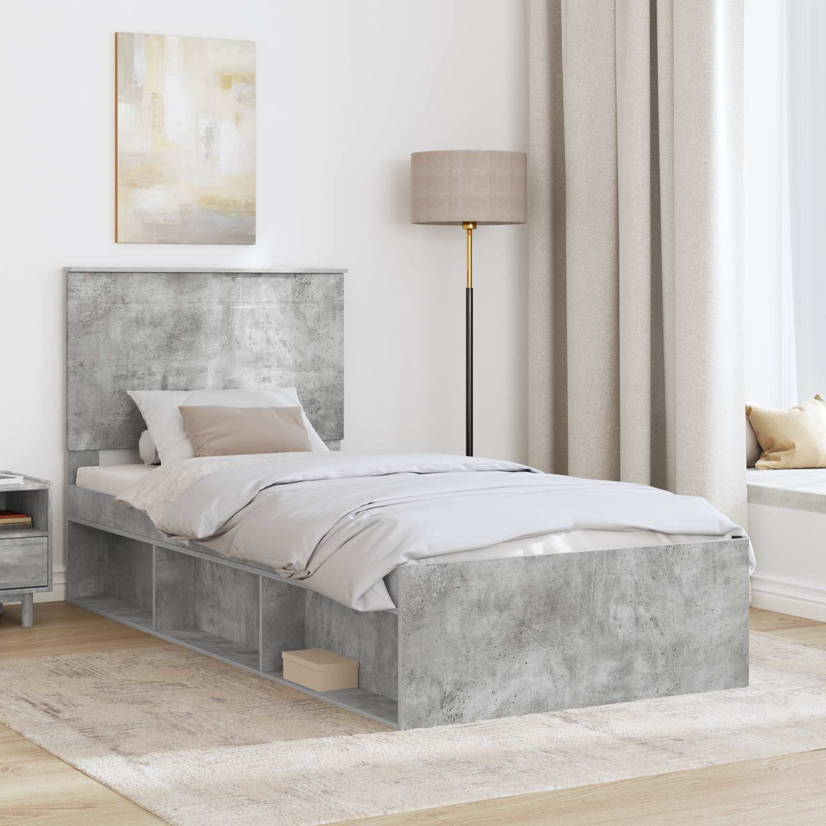 Krevetna konstrukcija s ladicama Betonska siva 100 x 200 cm