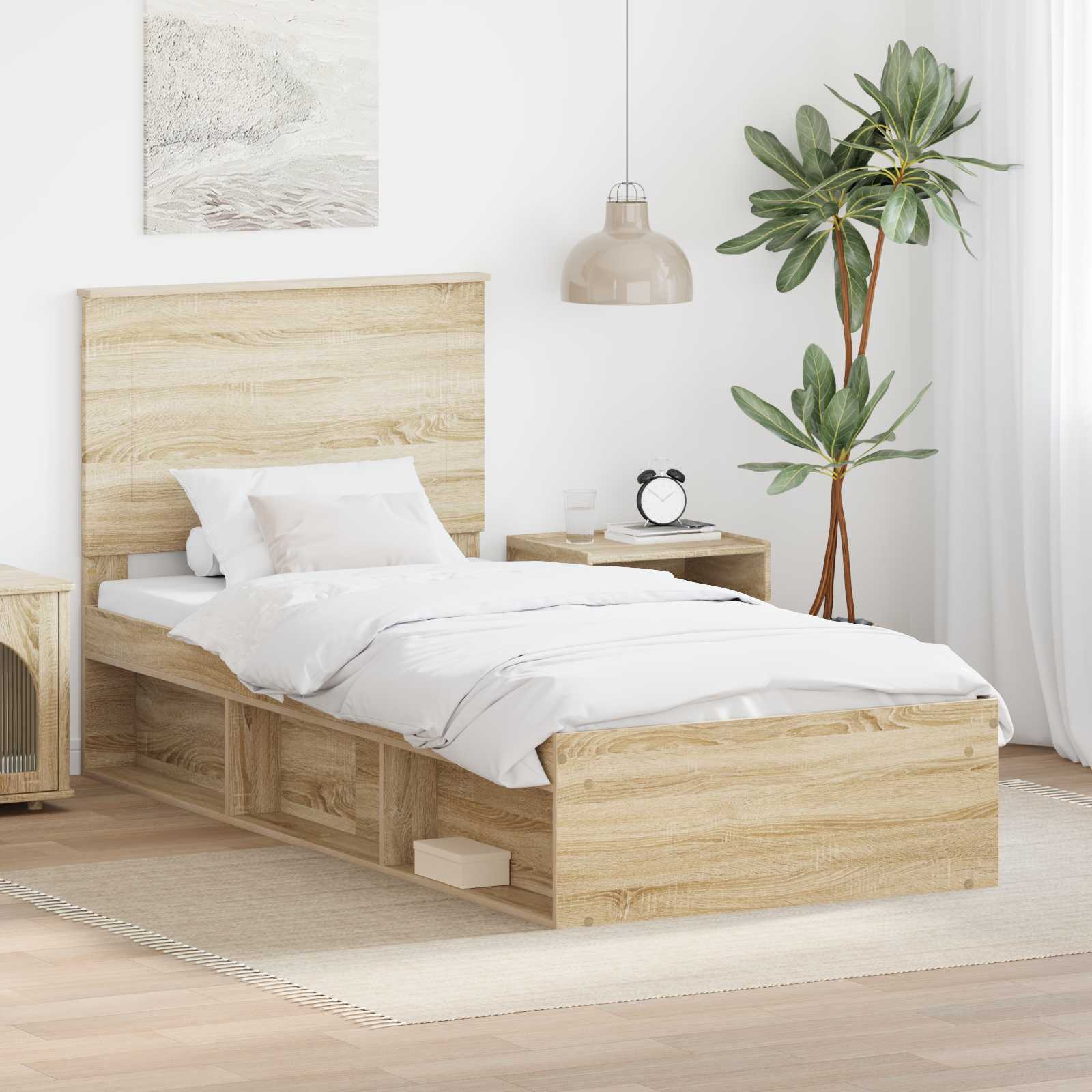 Krevetna konstrukcija s uzglavljem Sonoma hrast 90 x 200 cm