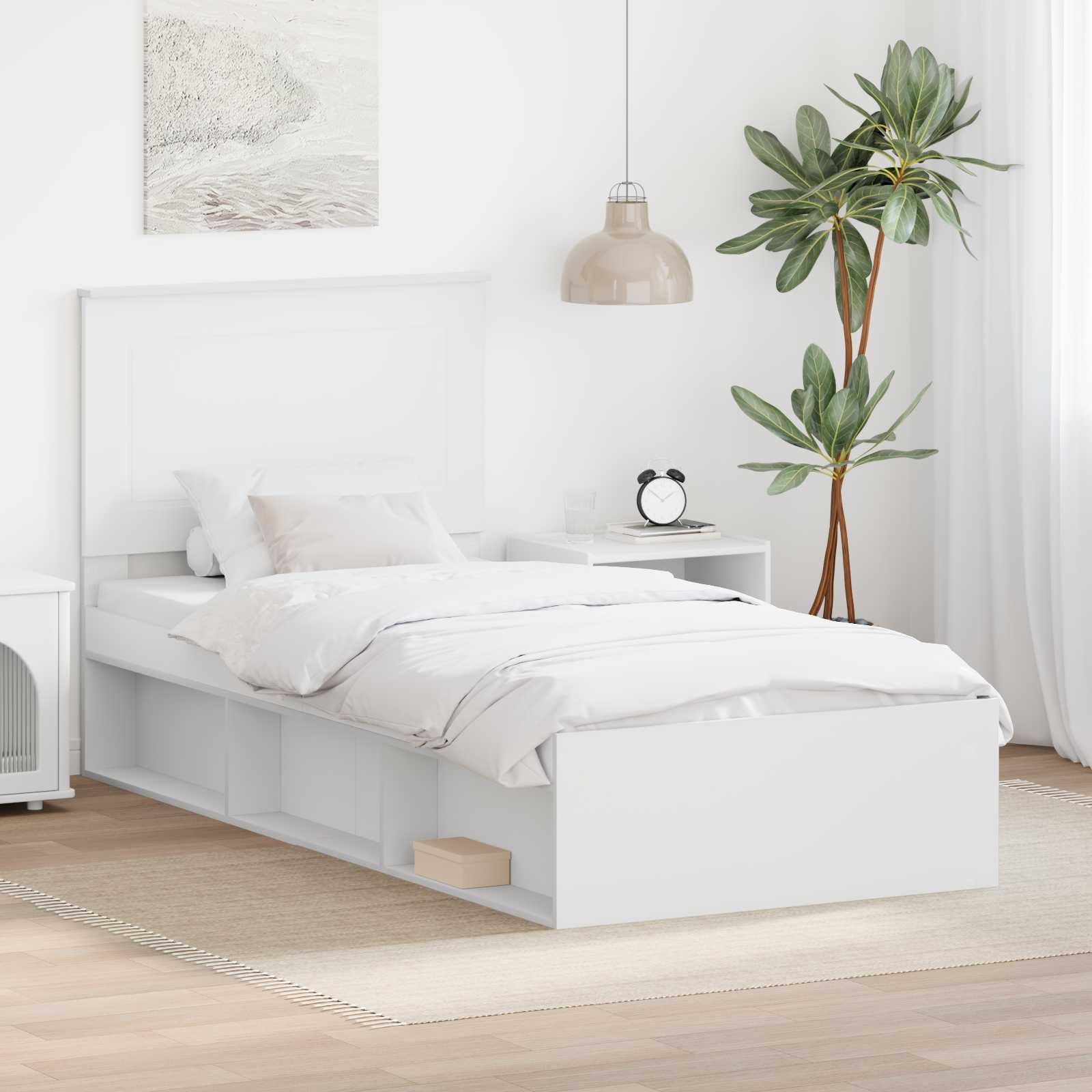 Krevetna konstrukcija Bijelo 75 x 190 cm Čvrsto borovo drvo